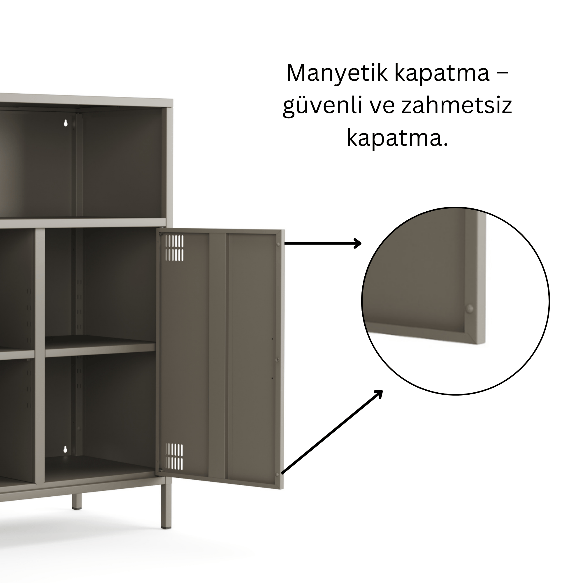 Pera Metal Dolap 2 Kapılı, Açık Raflı 80,50 x 40 x 109,50 cm - Ral 7039 Antrasit