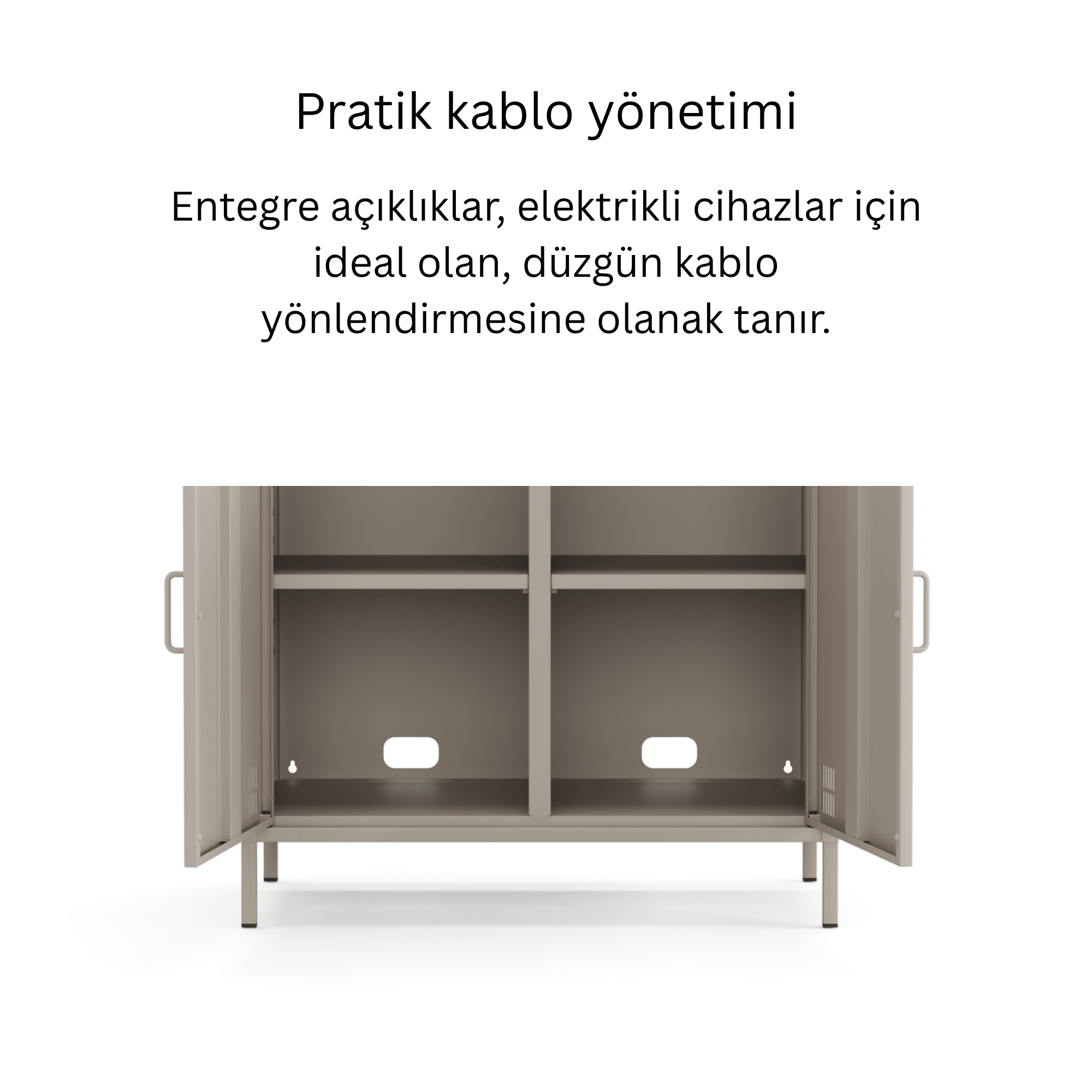 Pera Metal Dolap 2 Kapılı, Açık Raflı 80,50 x 40 x 109,50 cm - Bej Rengi