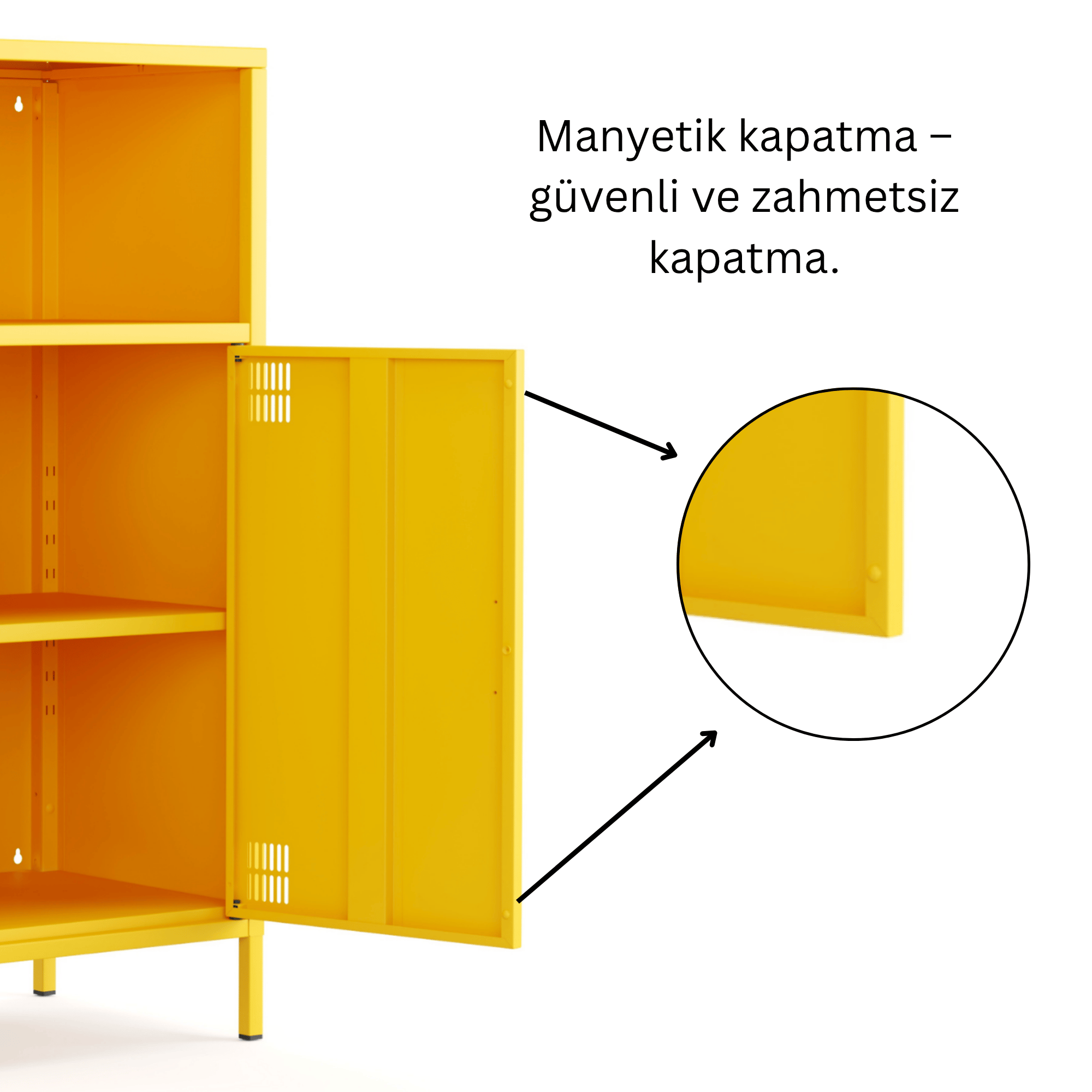 Pera Metal Dolap 2 Kapılı, Açık Raflı 80,50 x 40 x 109,50 cm - Ral 1018 Sarı