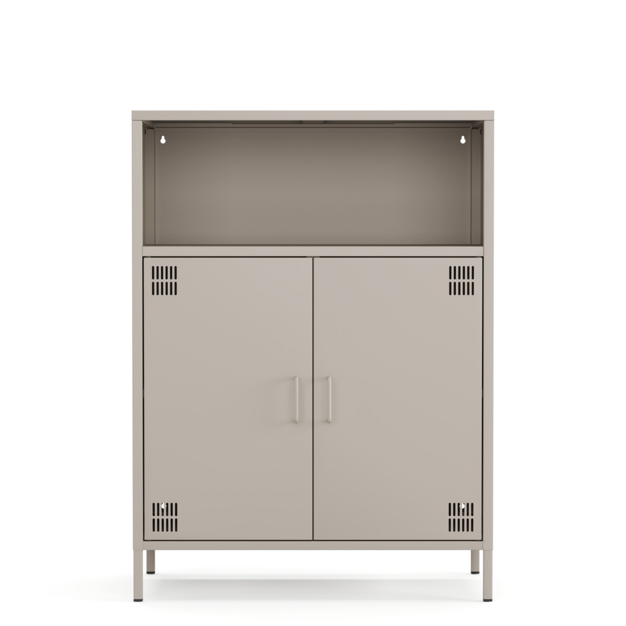Pera Metal Dolap 2 Kapılı, Açık Raflı 80,50 x 40 x 109,50 cm - Bej Rengi