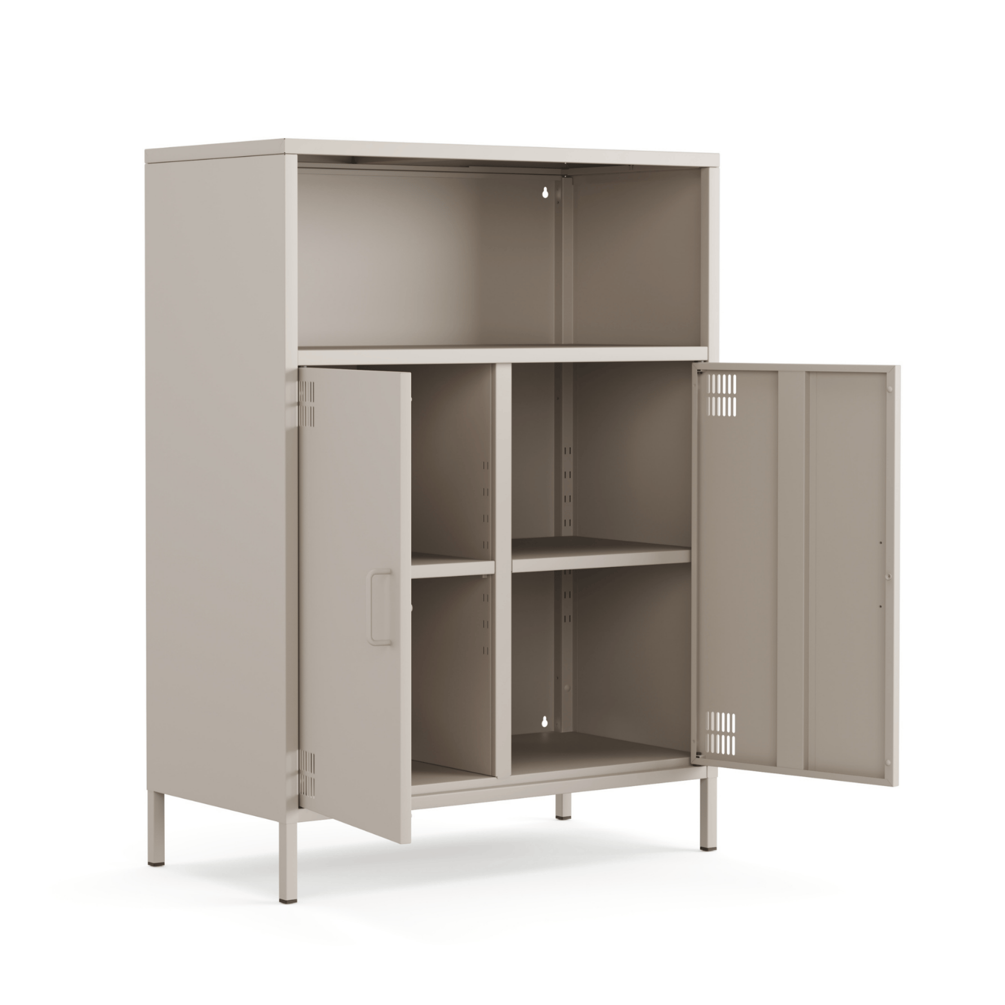 Pera Metal Dolap 2 Kapılı, Açık Raflı 80,50 x 40 x 109,50 cm - Bej Rengi