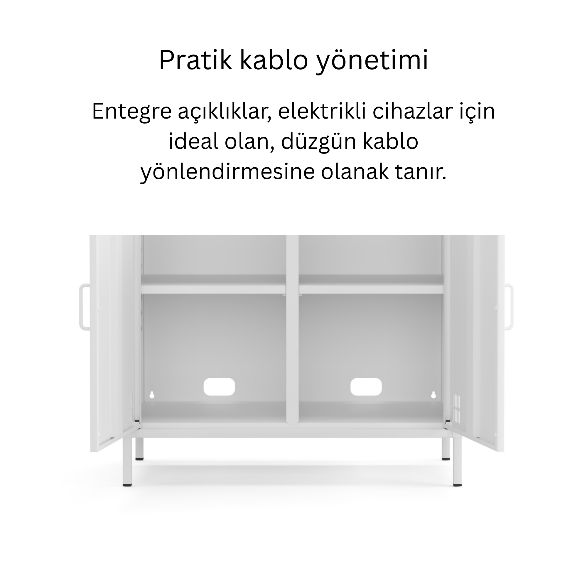 Pera Metal Dolap 2 Kapılı, Açık Raflı 80,50 x 40 x 109,50 cm - Ral 9016 Beyaz