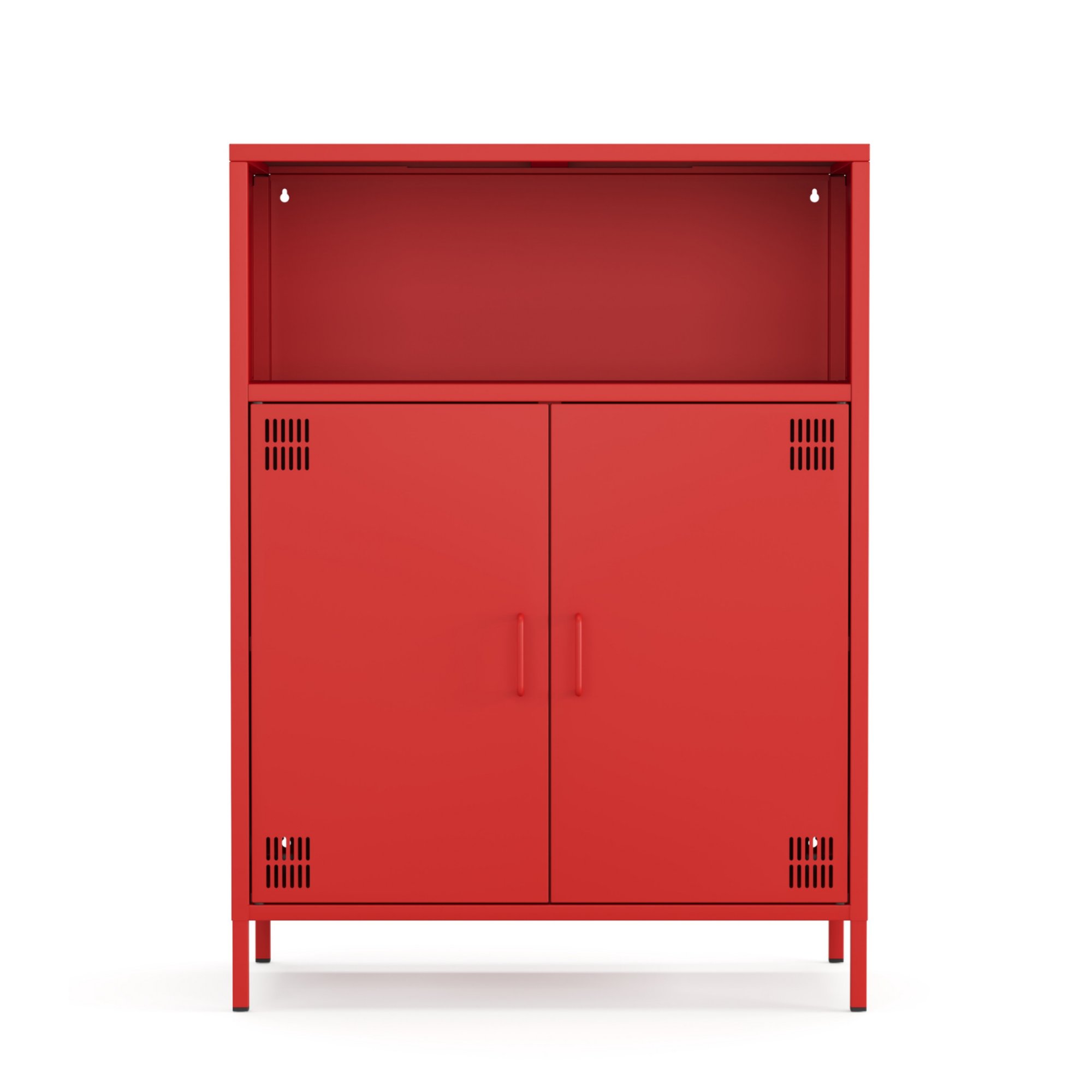 Pera Metal Dolap 2 Kapılı, Açık Raflı 80,50 x 40 x 109,50 cm - Ral 3020 Kırmızı