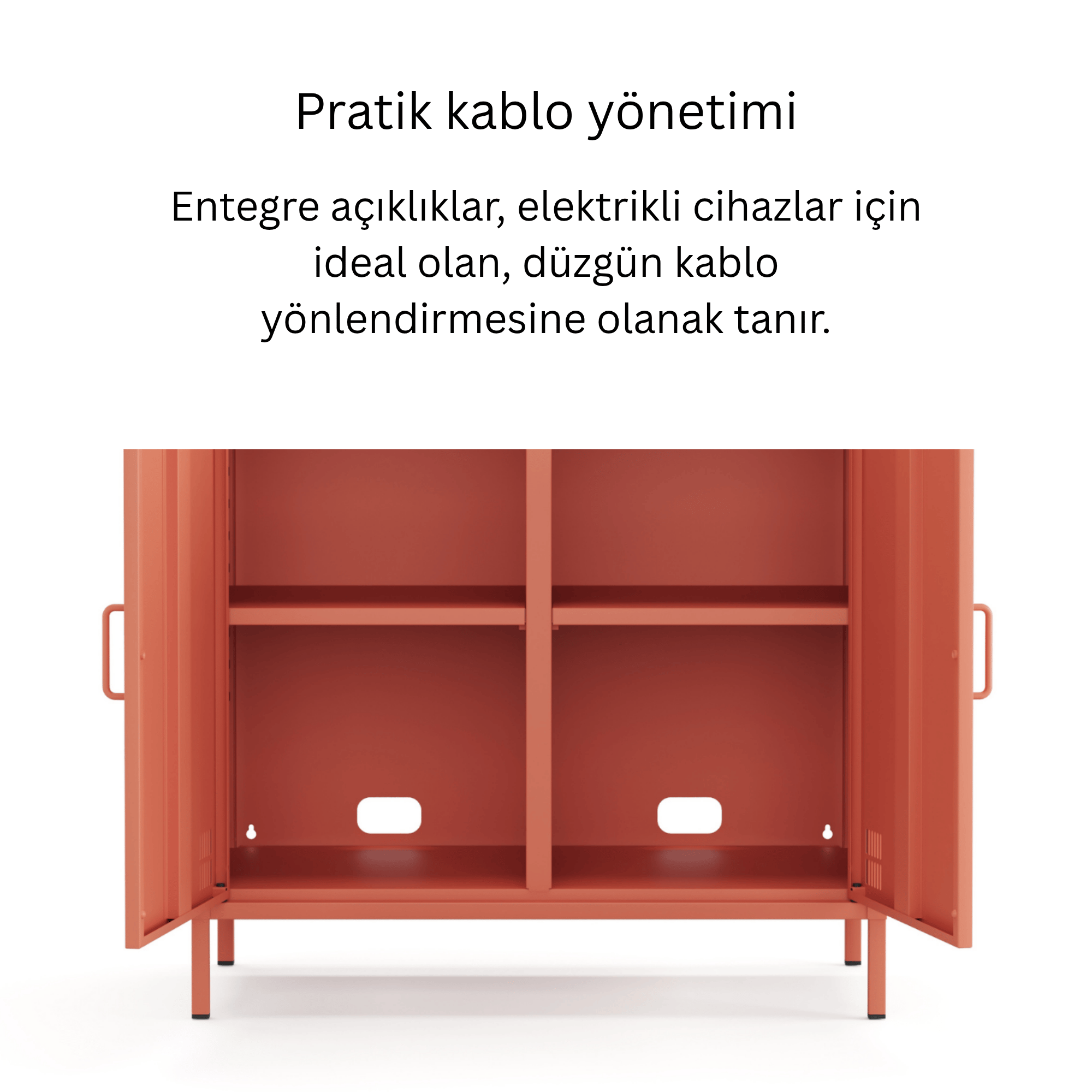 Pera Metal Dolap 2 Kapılı, Açık Raflı 80,50 x 40 x 109,50 cm - Ral 3022 Somon