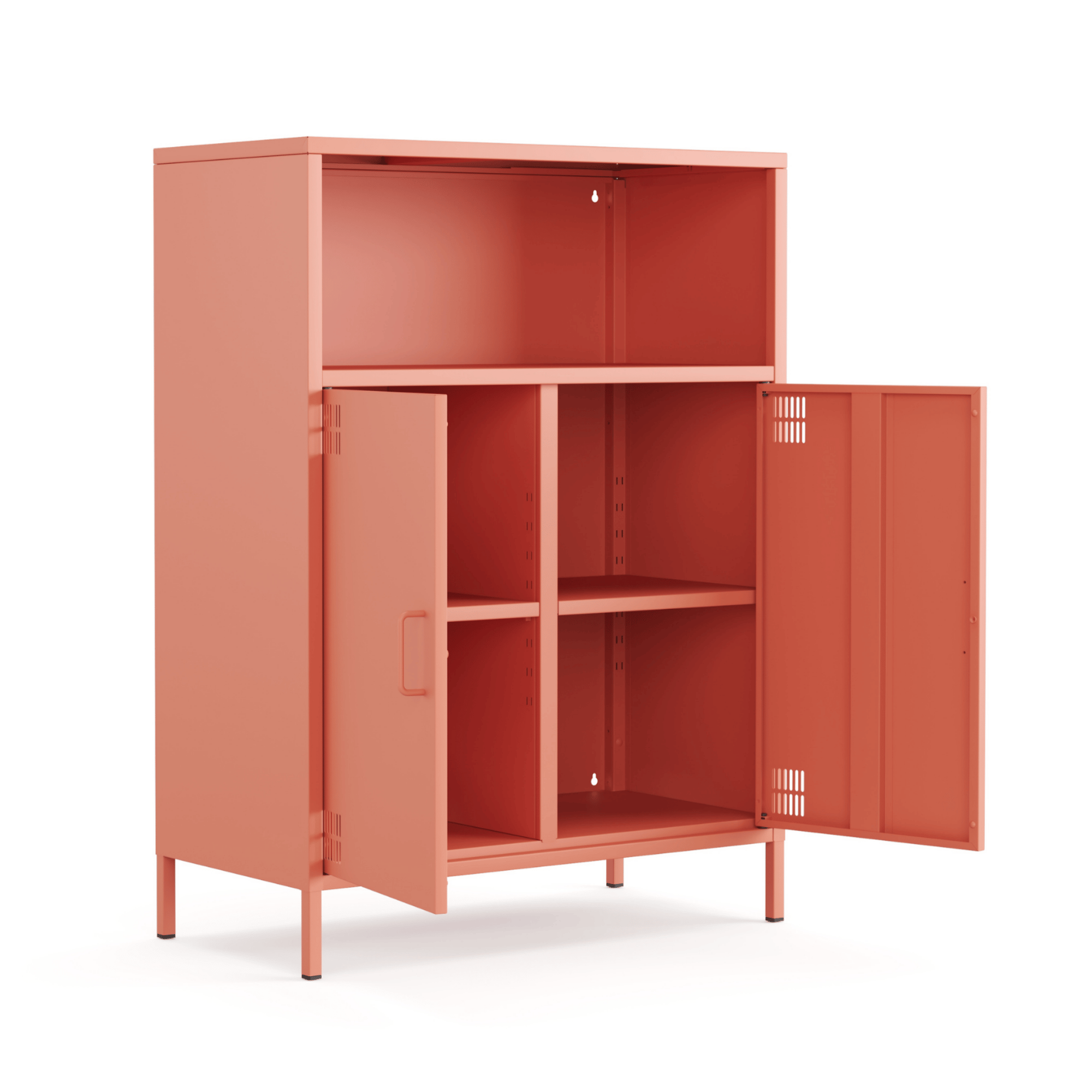 Pera Metal Dolap 2 Kapılı, Açık Raflı 80,50 x 40 x 109,50 cm - Ral 3022 Somon