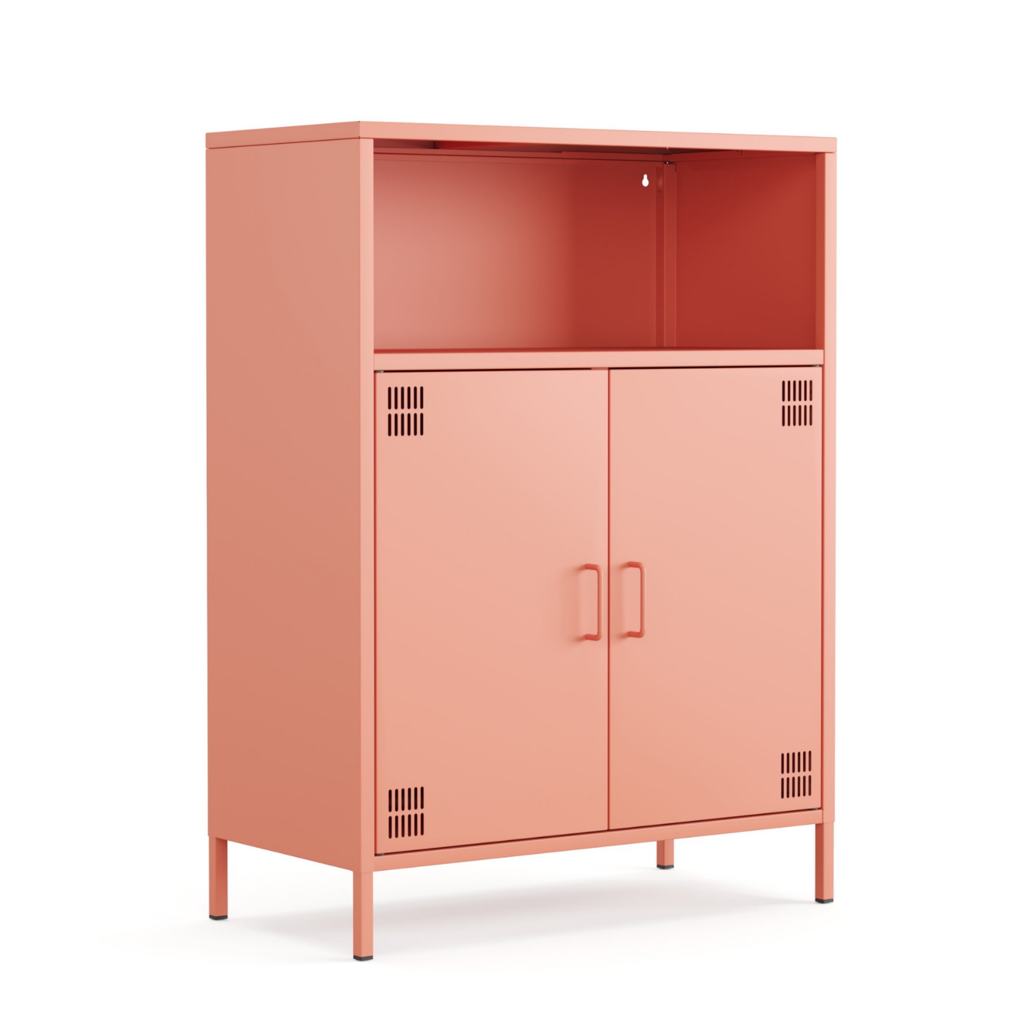 Pera Metal Dolap 2 Kapılı, Açık Raflı 80,50 x 40 x 109,50 cm - Ral 3022 Somon