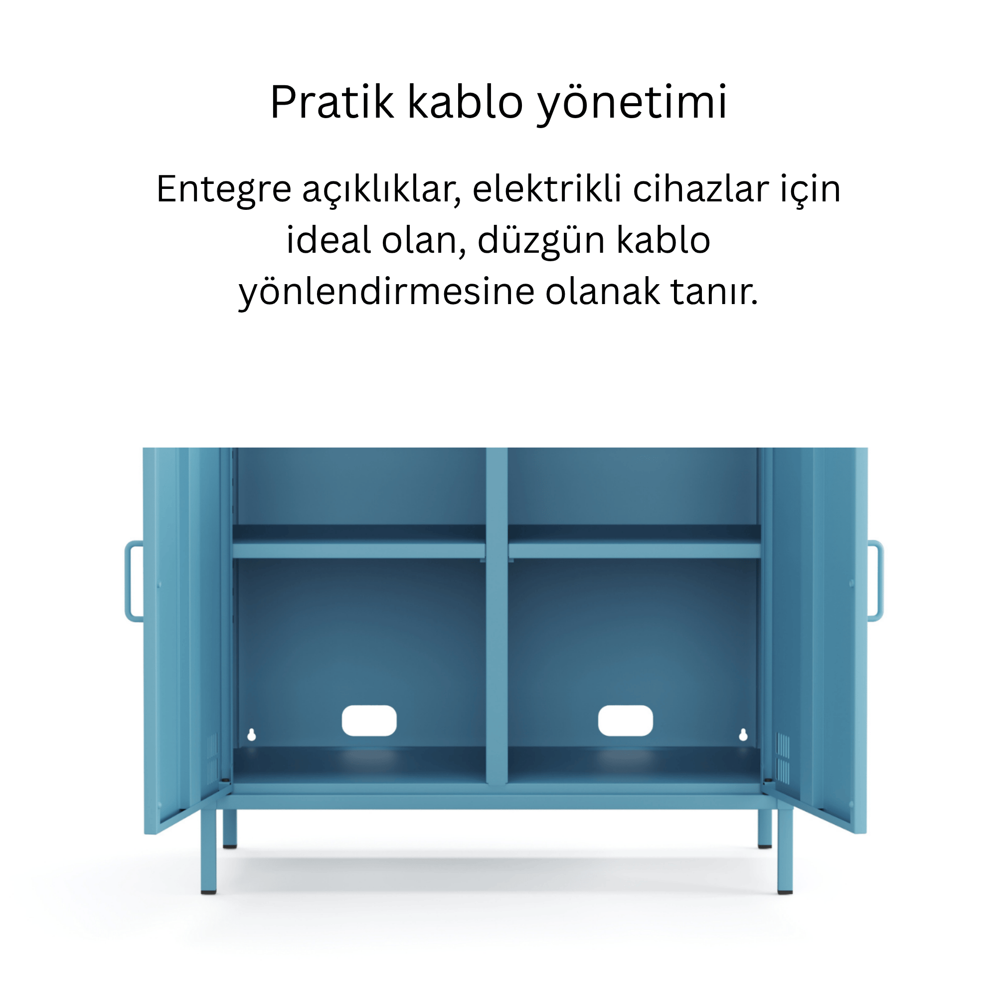 Pera Metal Dolap 2 Kapılı, Açık Raflı 80,50 x 40 x 109,50 cm - Ral 5024 Mavi