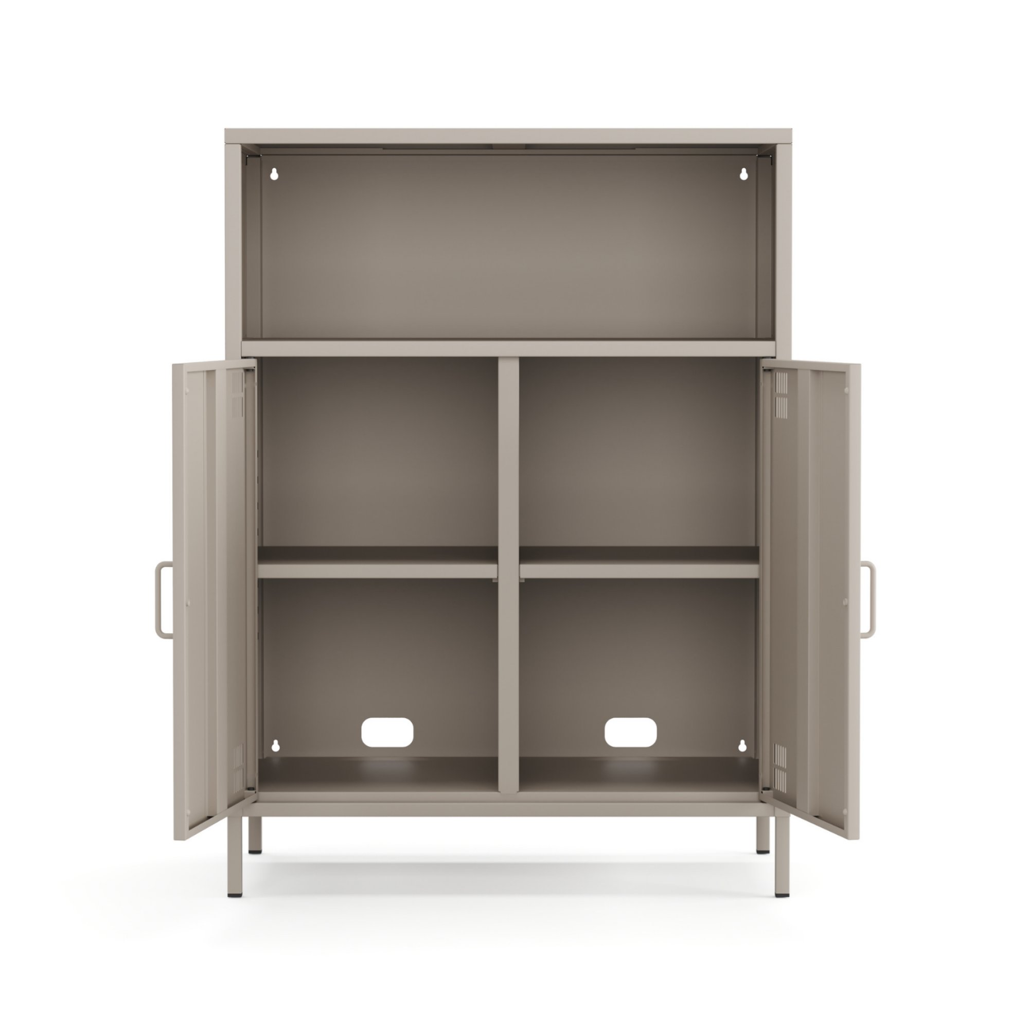 Pera Metal Dolap 2 Kapılı, Açık Raflı 80,50 x 40 x 109,50 cm - Bej Rengi