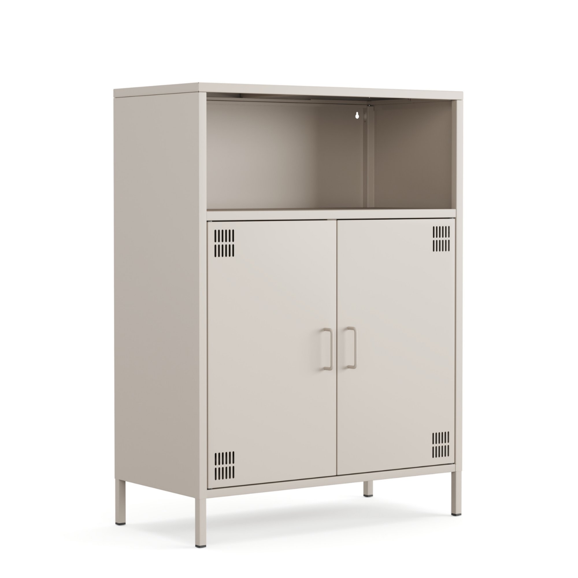 Pera Metal Dolap 2 Kapılı, Açık Raflı 80,50 x 40 x 109,50 cm - Bej Rengi