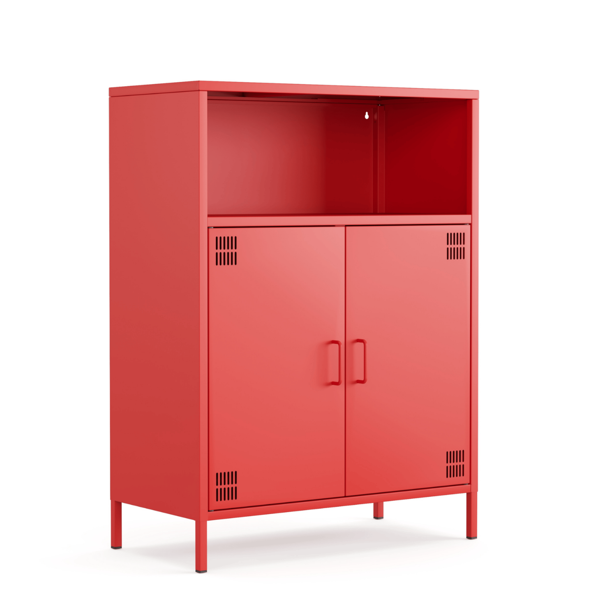 Pera Metal Dolap 2 Kapılı, Açık Raflı 80,50 x 40 x 109,50 cm - Ral 3020 Kırmızı
