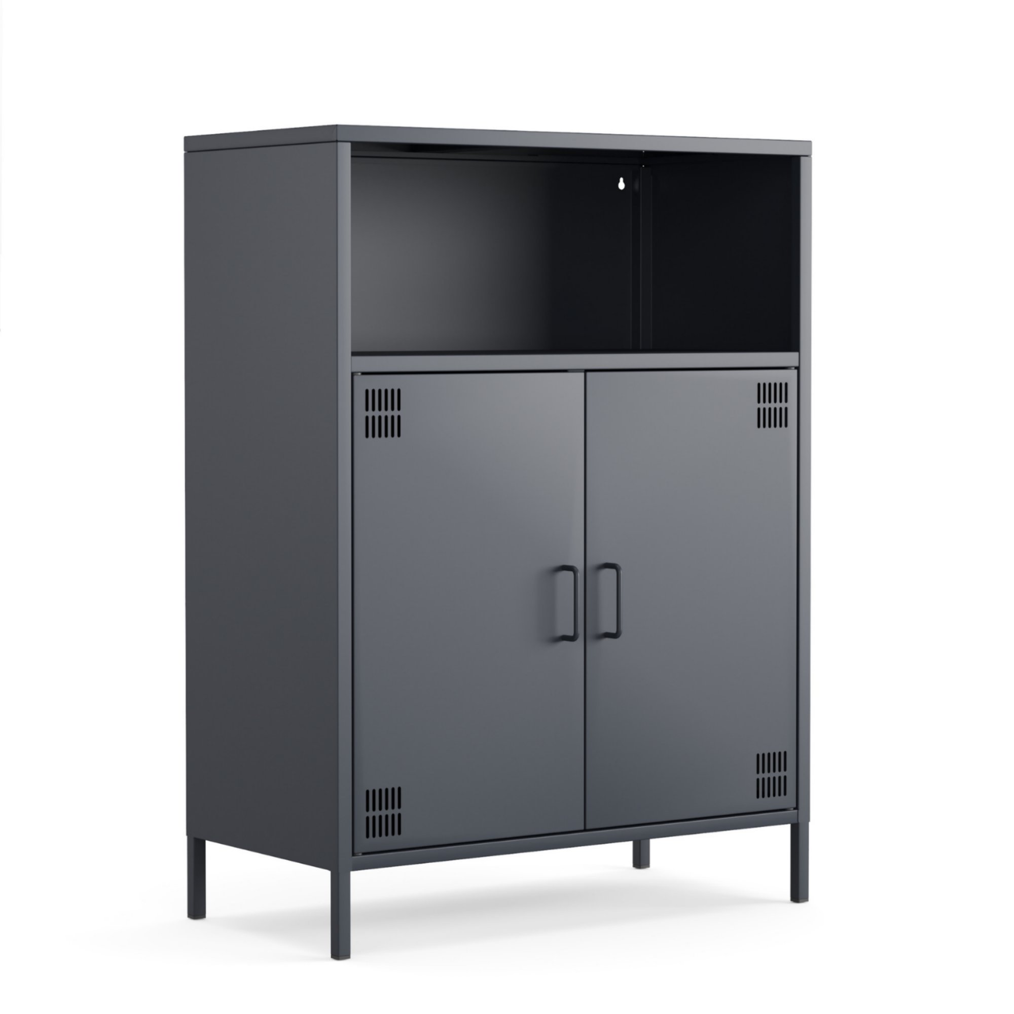 Pera Metal Dolap 2 Kapılı, Açık Raflı 80,50 x 40 x 109,50 cm - Ral 7016 Antrasit