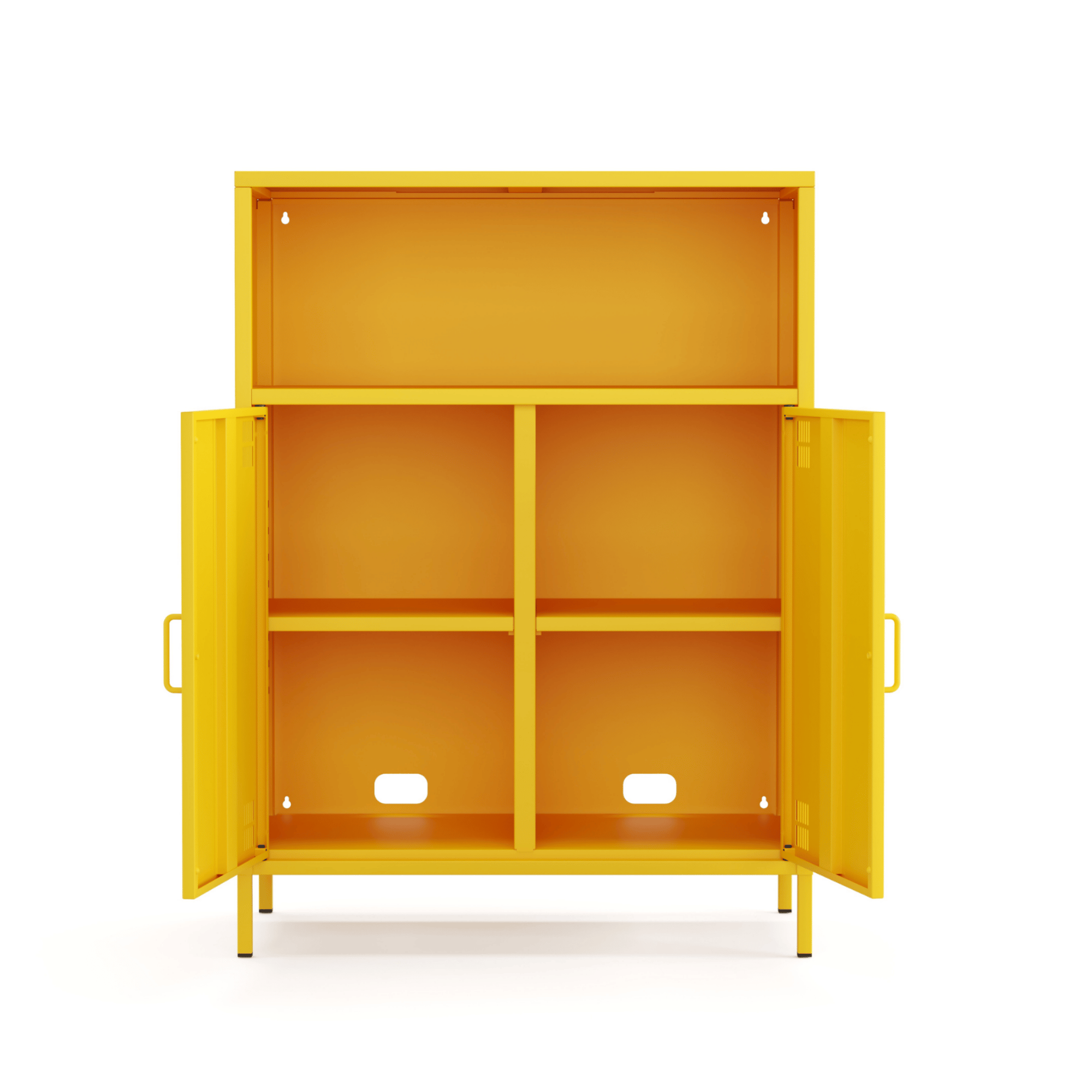Pera Metal Dolap 2 Kapılı, Açık Raflı 80,50 x 40 x 109,50 cm - Ral 1018 Sarı