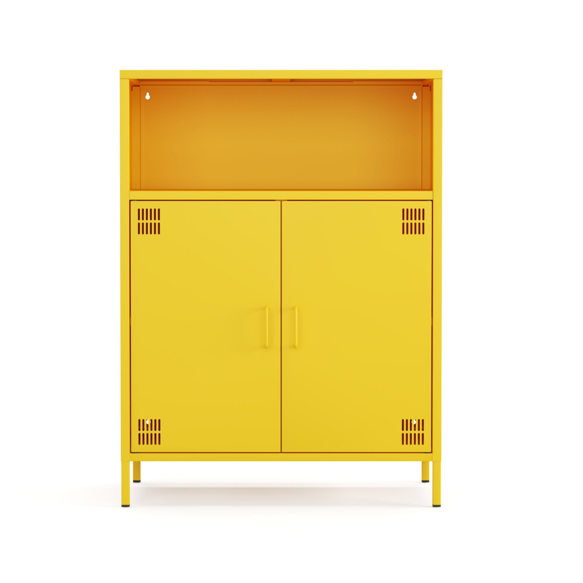 Pera Metal Dolap 2 Kapılı, Açık Raflı 80,50 x 40 x 109,50 cm - Ral 1018 Sarı