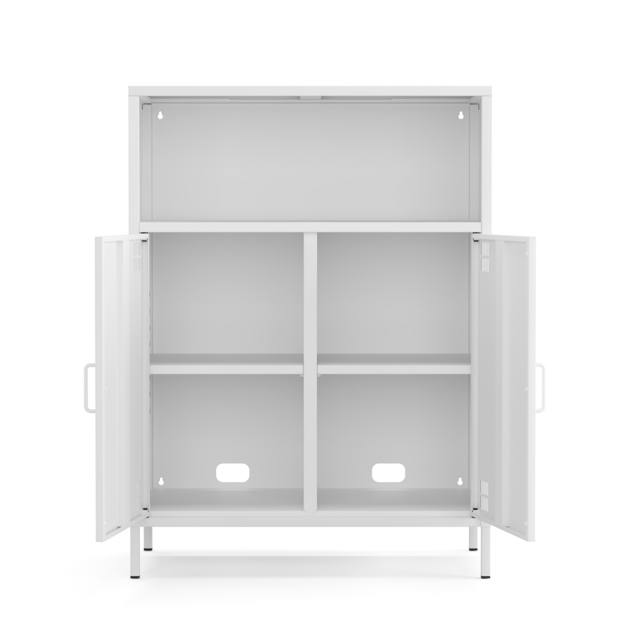 Pera Metal Dolap 2 Kapılı, Açık Raflı 80,50 x 40 x 109,50 cm - Ral 9016 Beyaz