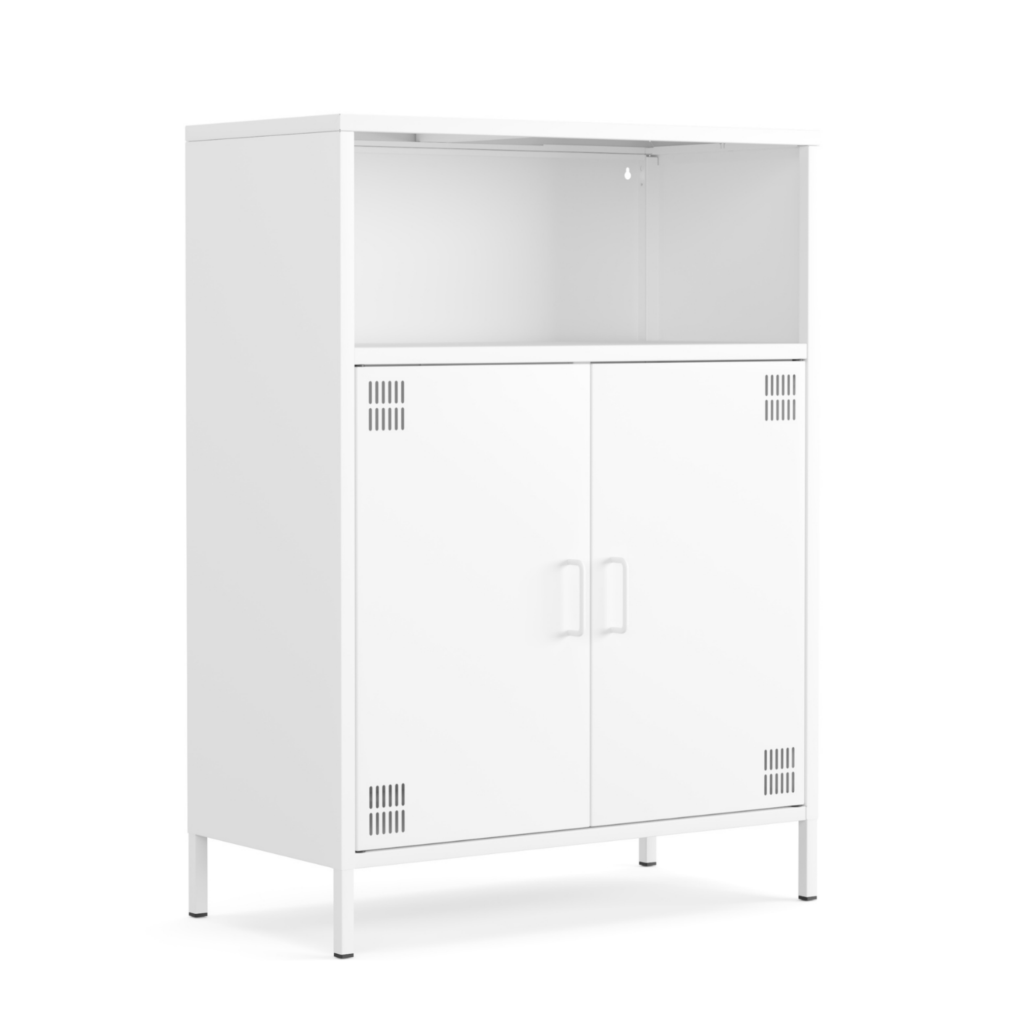 Pera Metal Dolap 2 Kapılı, Açık Raflı 80,50 x 40 x 109,50 cm - Ral 9016 Beyaz