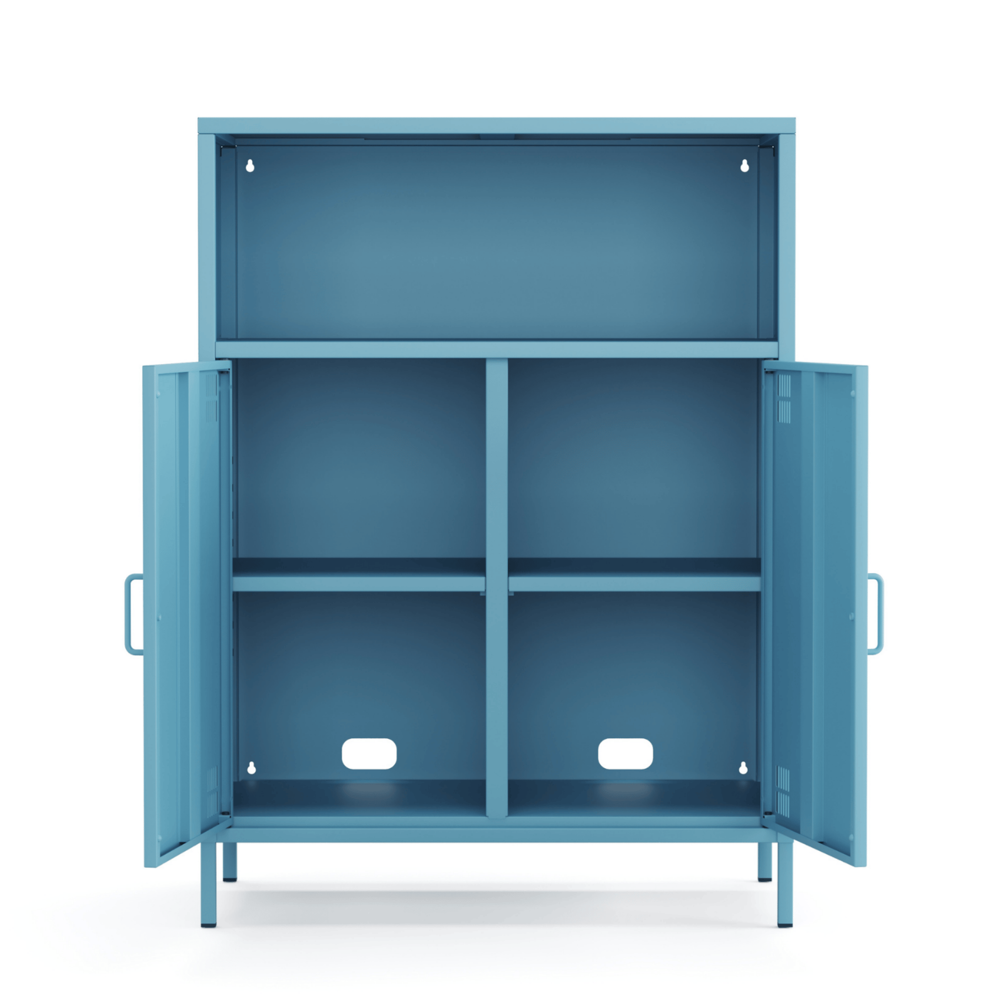 Pera Metal Dolap 2 Kapılı, Açık Raflı 80,50 x 40 x 109,50 cm - Ral 5024 Mavi