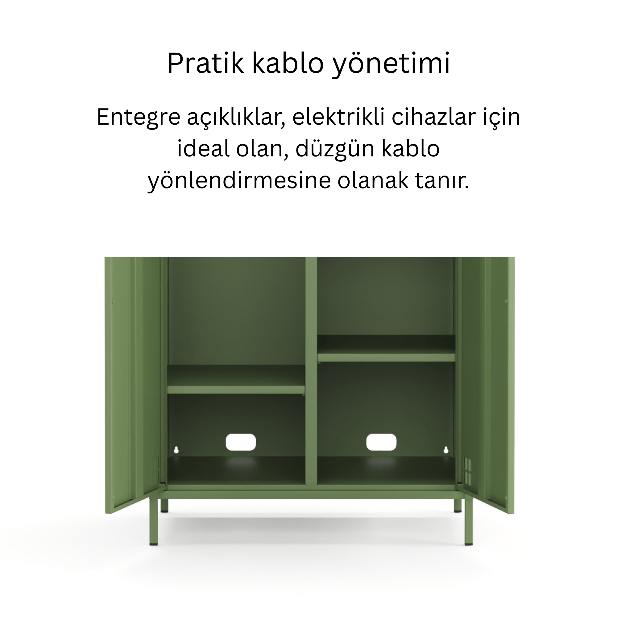 Pera Metal Elbise Dolabı, Soyunma Dolabı, İki Kapılı, 80,50 x 50 x 189,50 cm - Ral 6011 Yeşil