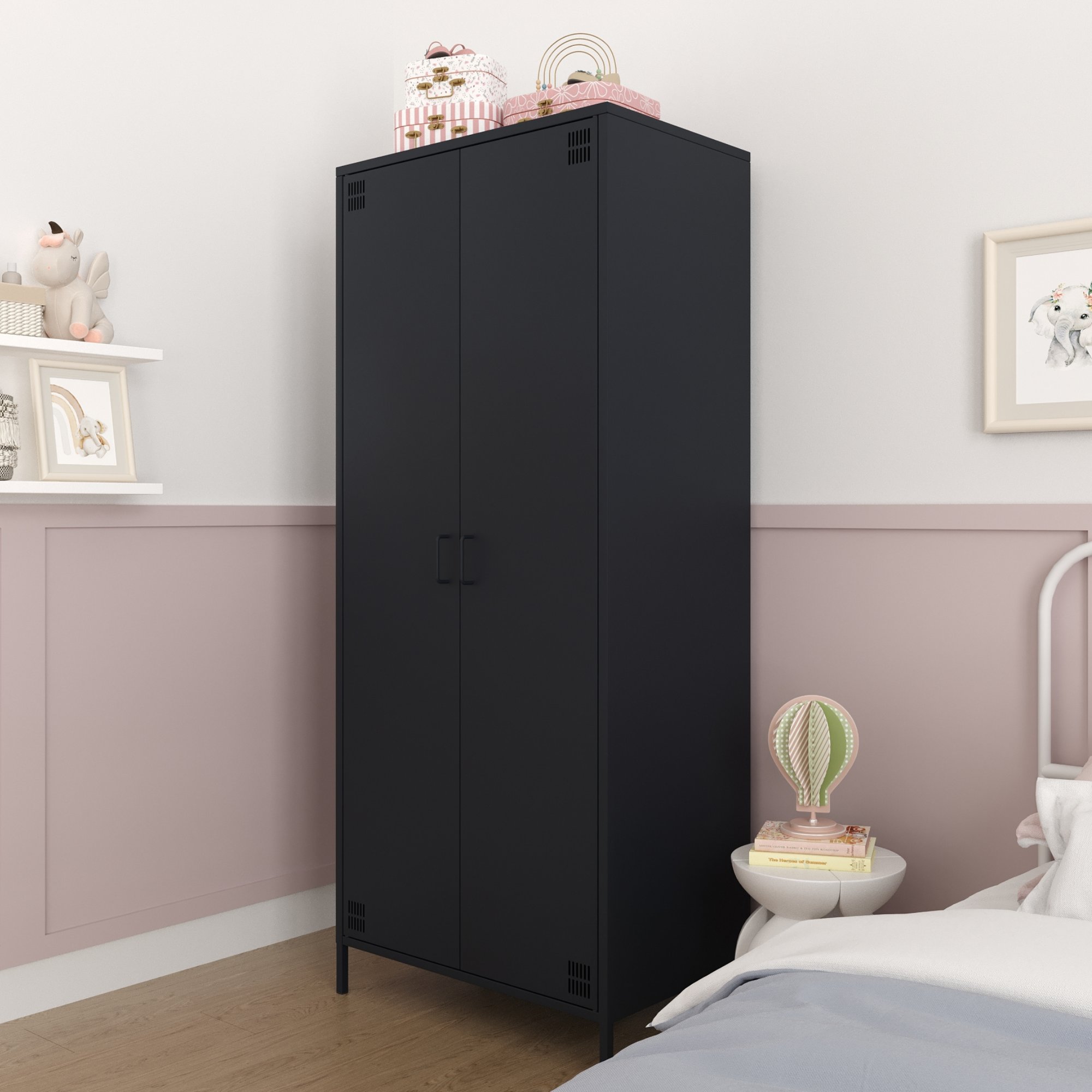 Pera Metal Elbise Dolabı, Soyunma Dolabı, İki Kapılı, 80,50 x 50 x 189,50 cm - Ral 7016 Antrasit