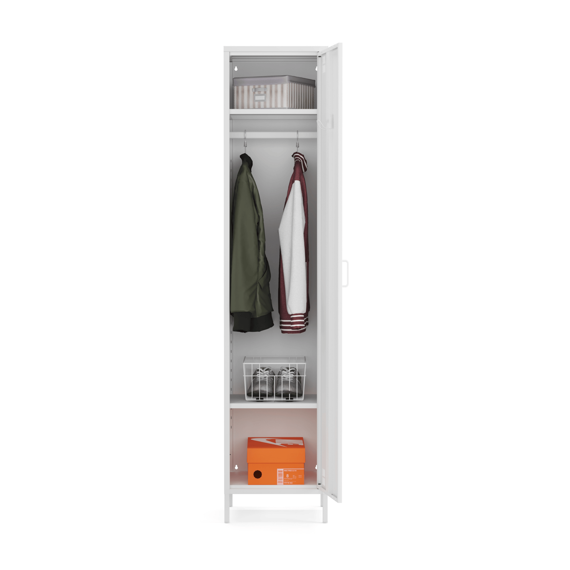 Pera Metal Elbise Dolabı, Soyunma Dolabı, Tek Kapılı, 41,50 x 40 x 189,50 cm - Ral 9016 Beyaz