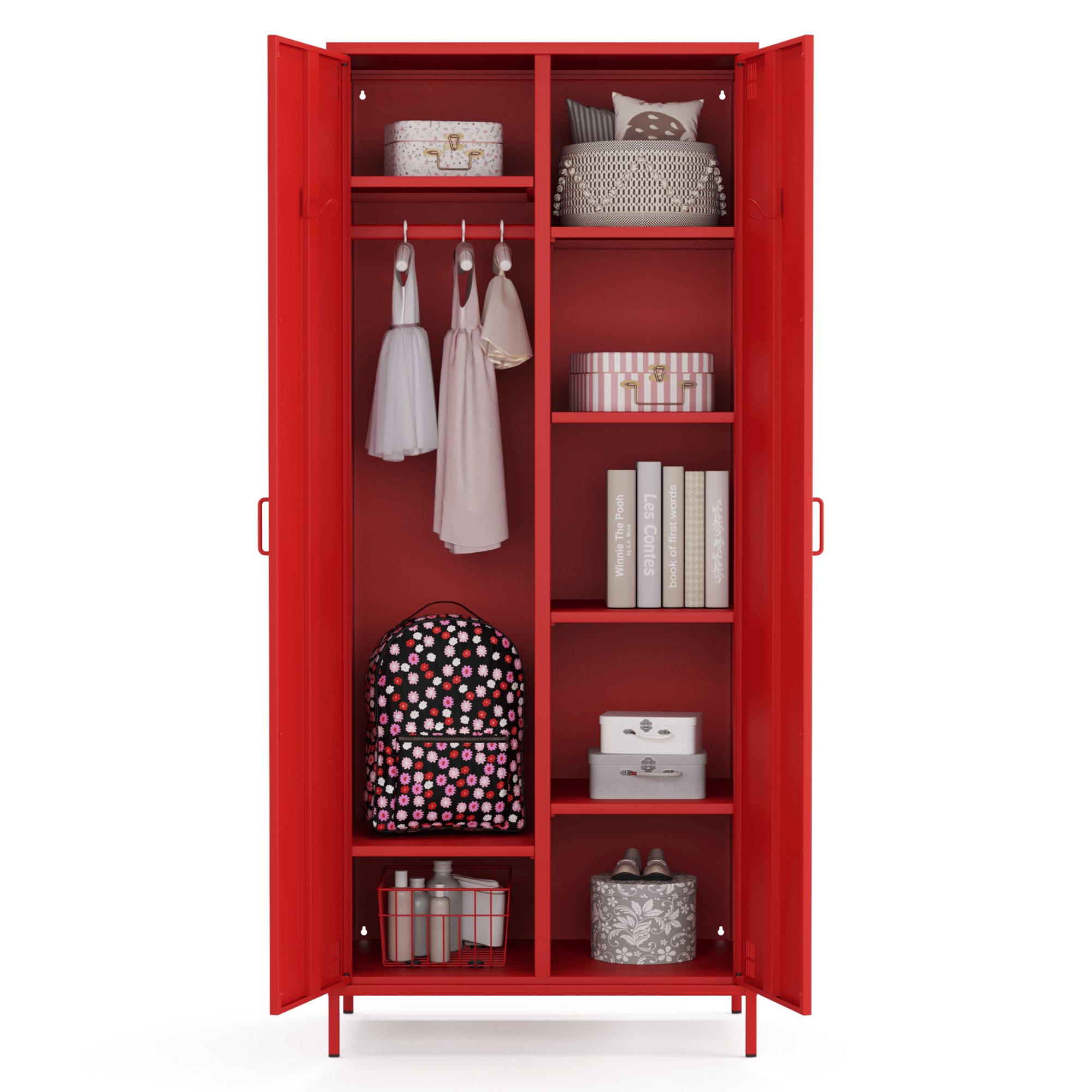 Pera Metal Elbise Dolabı, Soyunma Dolabı, İki Kapılı, 80,50 x 50 x 189,50 cm - Ral 3020 Kırmızı