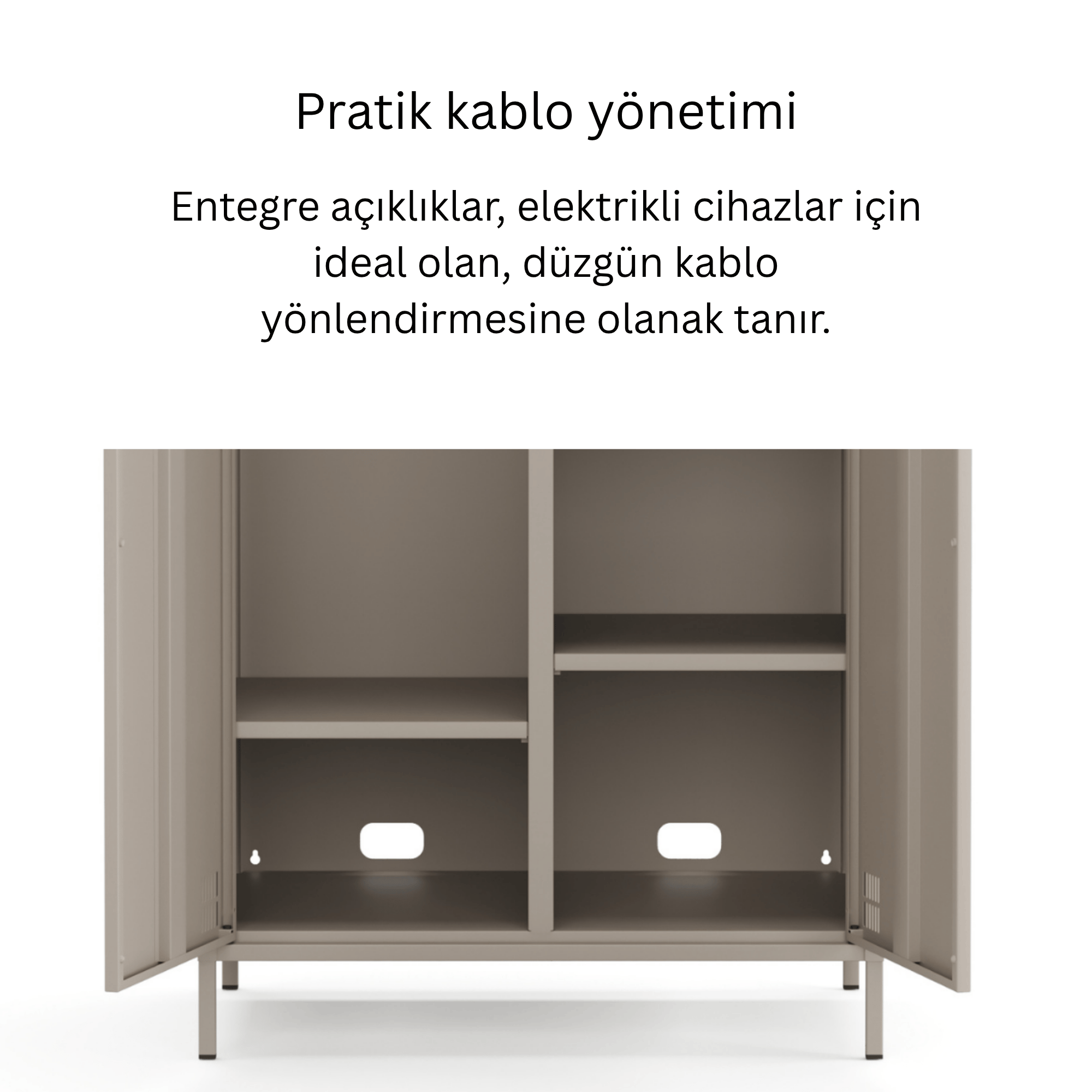 Pera Metal Elbise Dolabı, Soyunma Dolabı, İki Kapılı, 80,50 x 50 x 189,50 cm - Bej Rengi