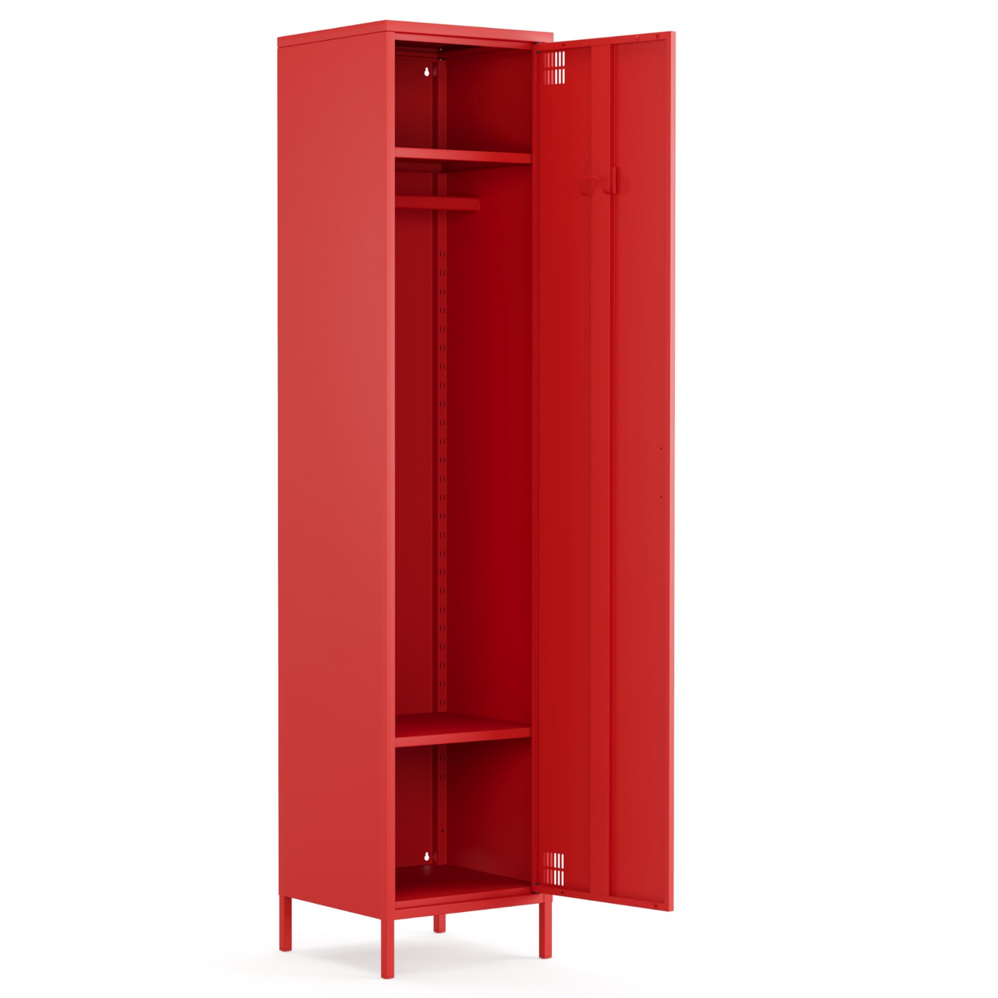 Pera Metal Elbise Dolabı, Soyunma Dolabı, Tek Kapılı, 41,50 x 40 x 189,50 cm - Ral 3020 Kırmızı