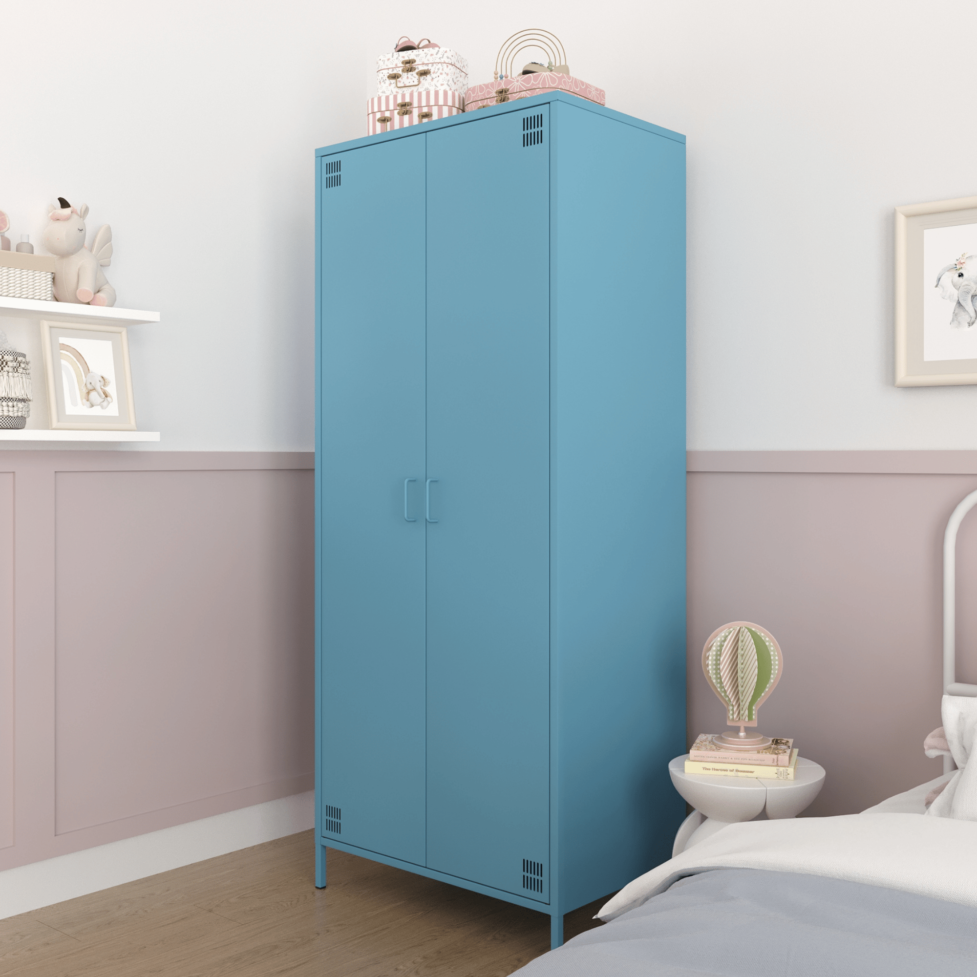 Pera Metal Elbise Dolabı, Soyunma Dolabı, İki Kapılı, 80,50 x 50 x 189,50 cm - Ral 5024 Mavi
