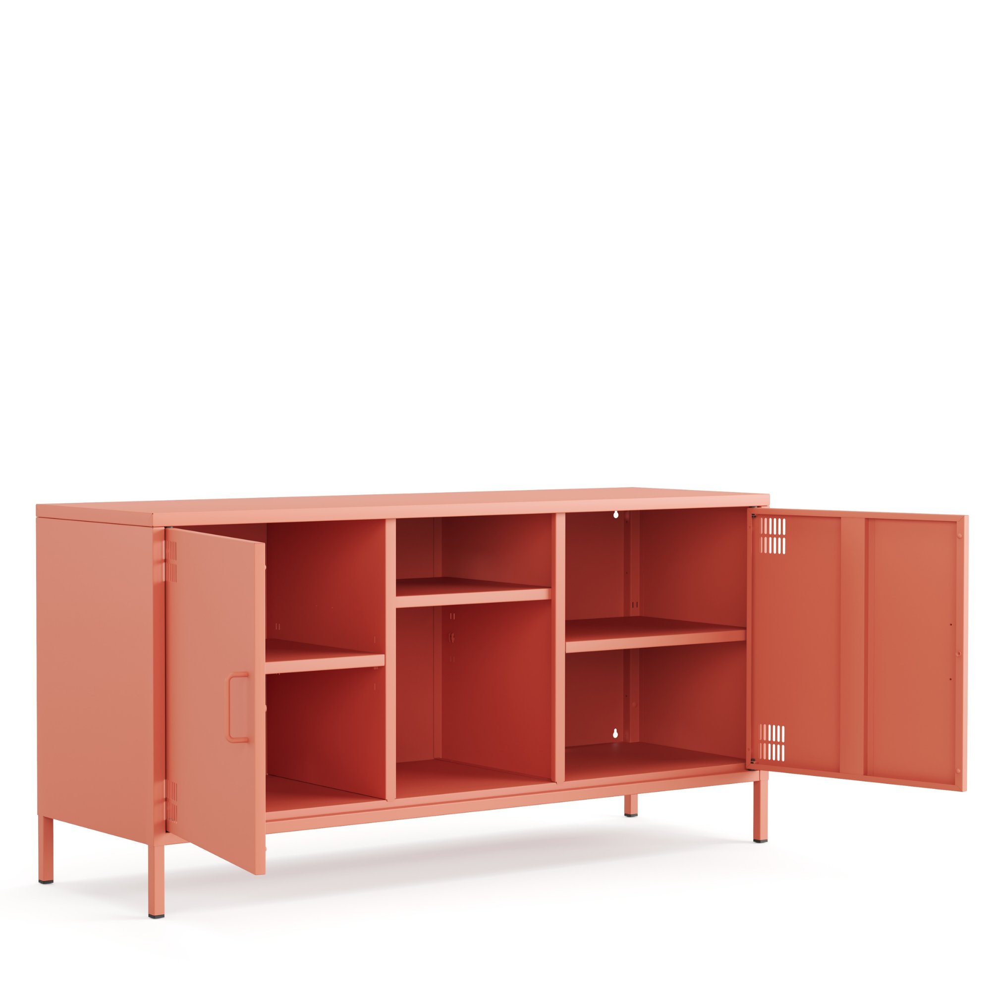 Pera Tv Ünitesi, Tv Dolabı,2 Kapaklı, Açık Raflı 130,50 x 40 x 64,50 cm - Ral 3022 Somon