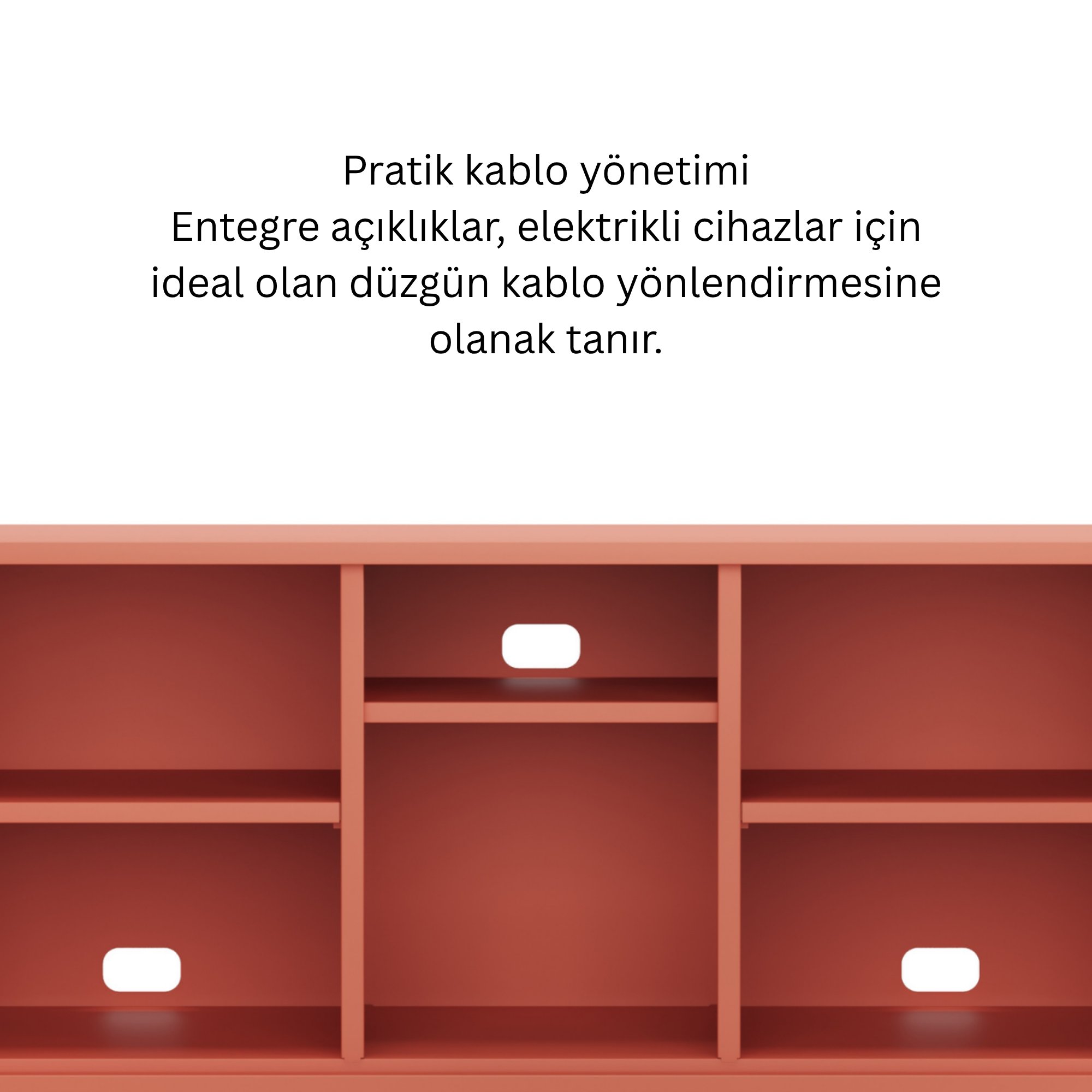 Pera Tv Ünitesi, Tv Dolabı,2 Kapaklı, Açık Raflı 130,50 x 40 x 64,50 cm - Ral 3022 Somon