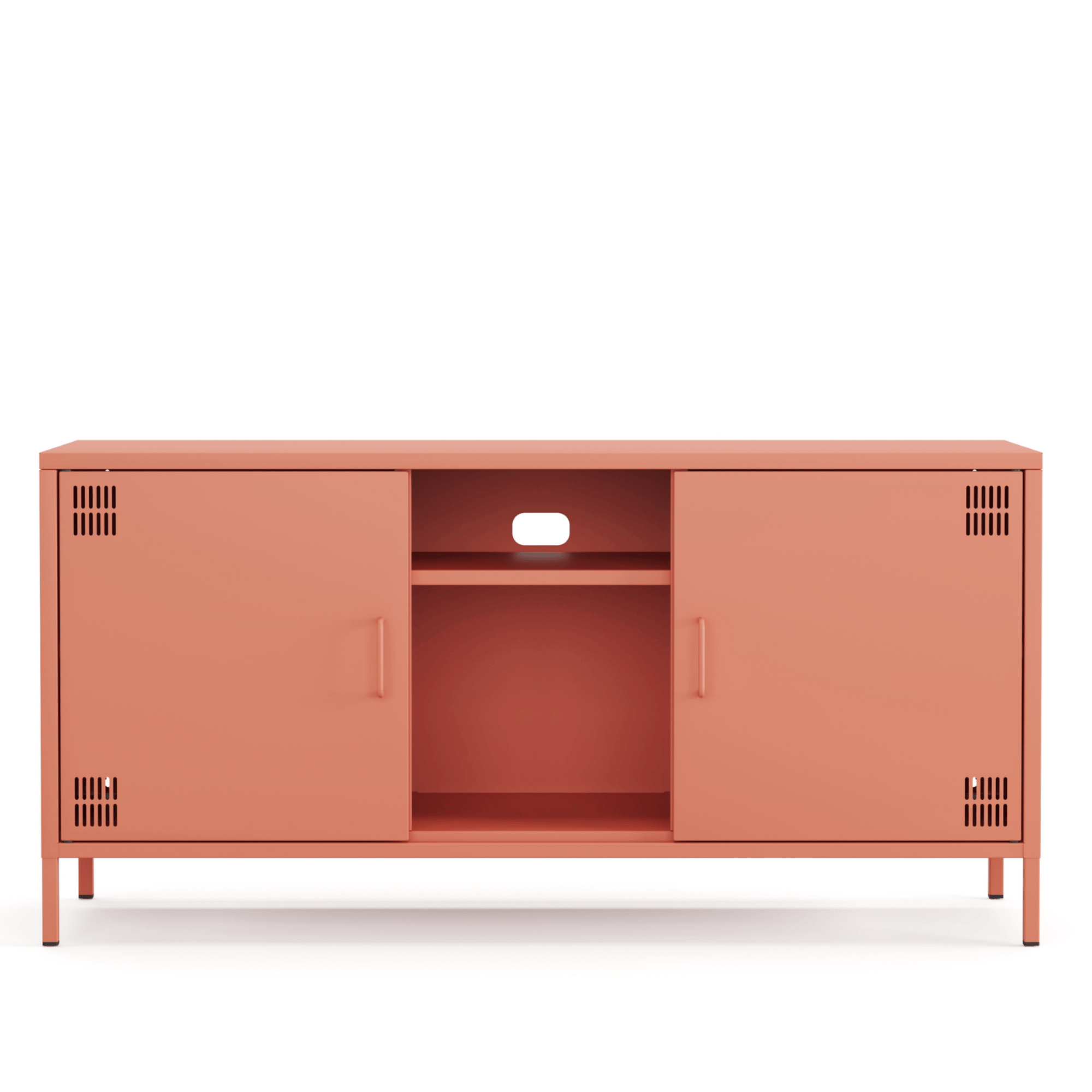 Pera Tv Ünitesi, Tv Dolabı,2 Kapaklı, Açık Raflı 130,50 x 40 x 64,50 cm - Ral 3022 Somon