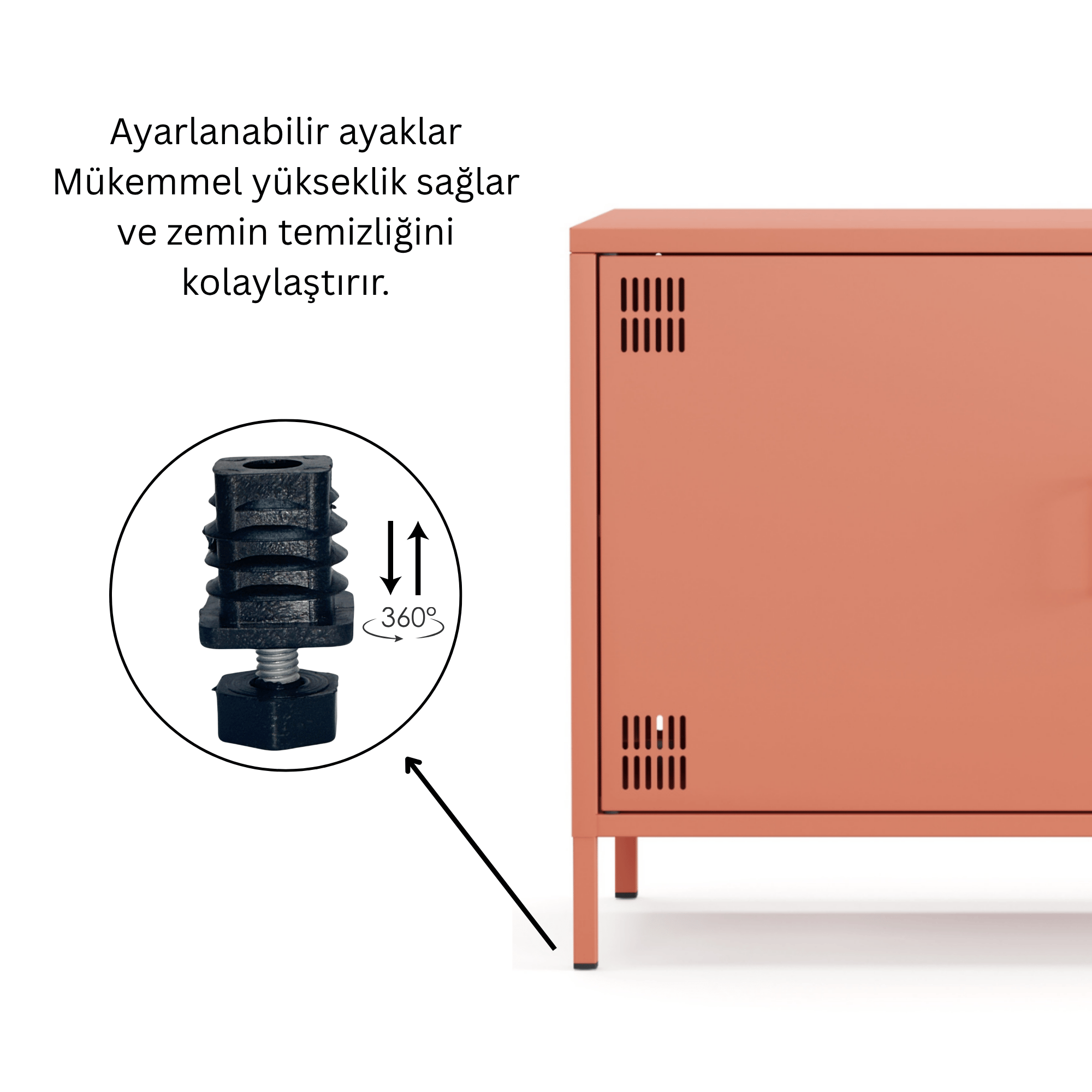 Pera Tv Ünitesi, Tv Dolabı,2 Kapaklı Dolap 100,50 x 40 x 64,50 cm - Ral 3022 Somon