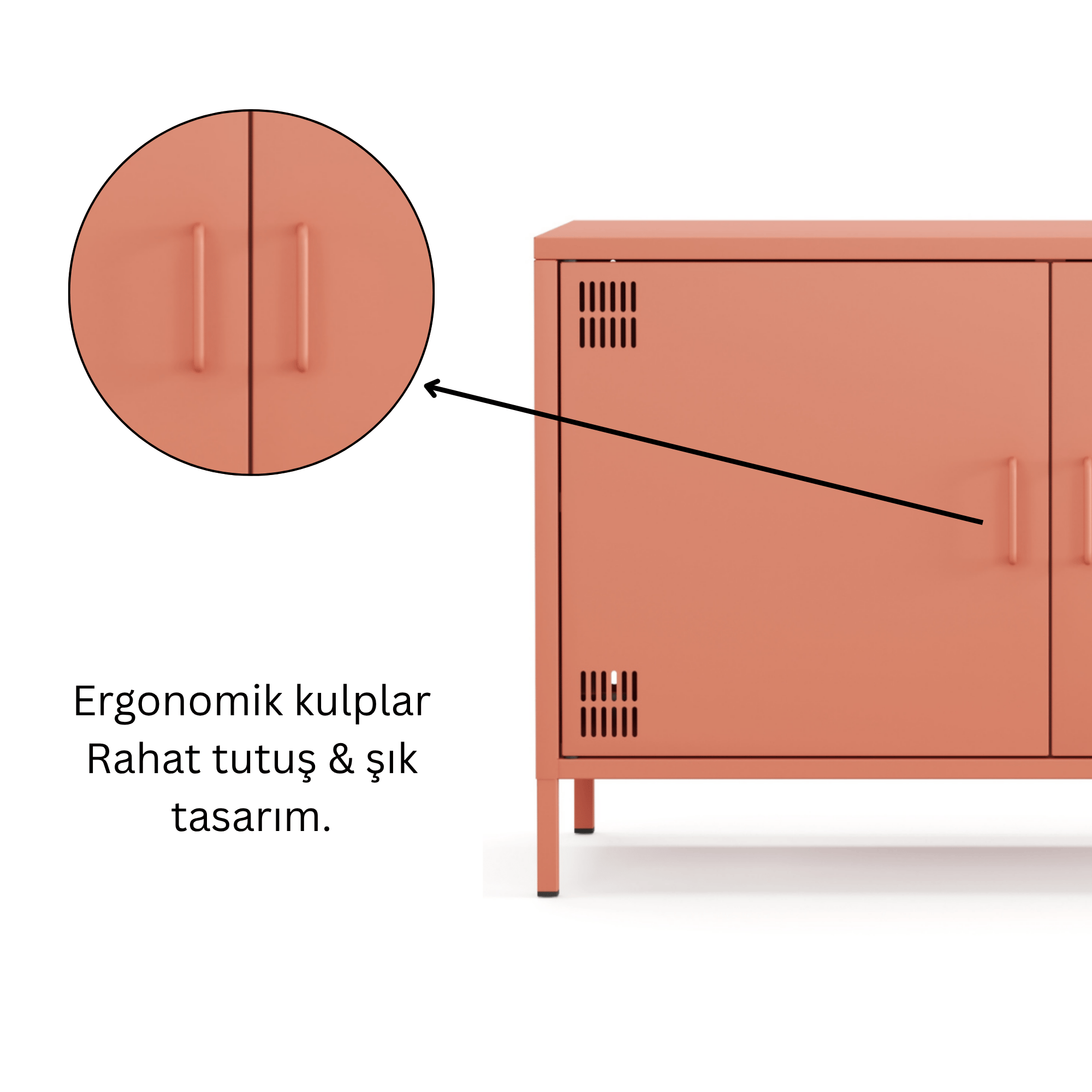 Pera Tv Ünitesi, Tv Dolabı,2 Kapaklı Dolap 100,50 x 40 x 64,50 cm - Ral 3022 Somon