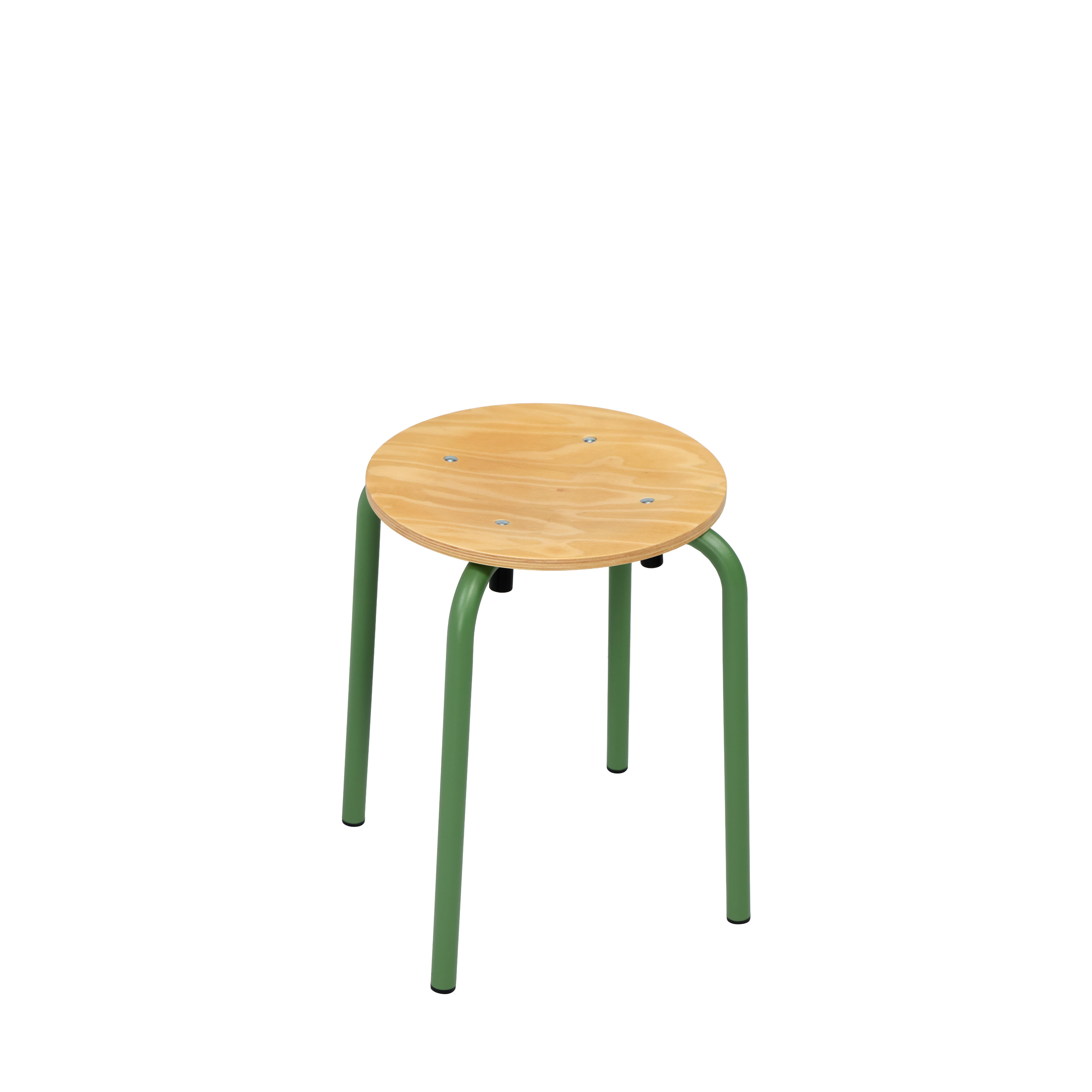 Tabure Küçük Ayak Yeşil Ral 6011- Kayın Tabla