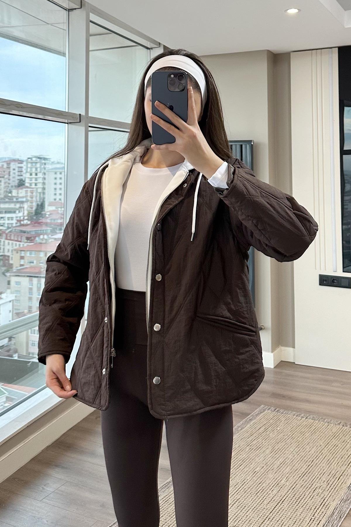 ÇIKARTILABİLİR SWEATLİ KAPİTONE MONT-Kahve
