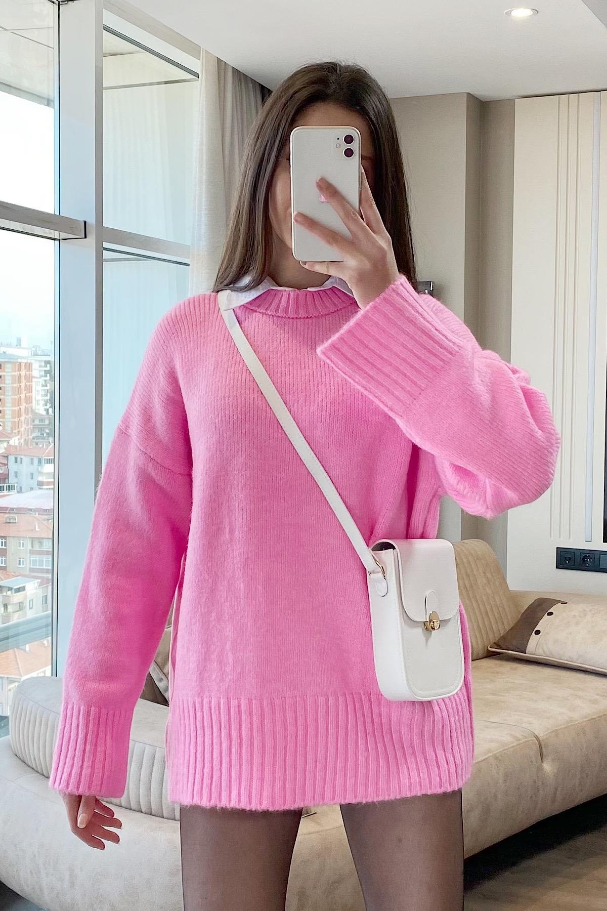 HOLA OVERSİZE TRİKO KAZAK-Pembe