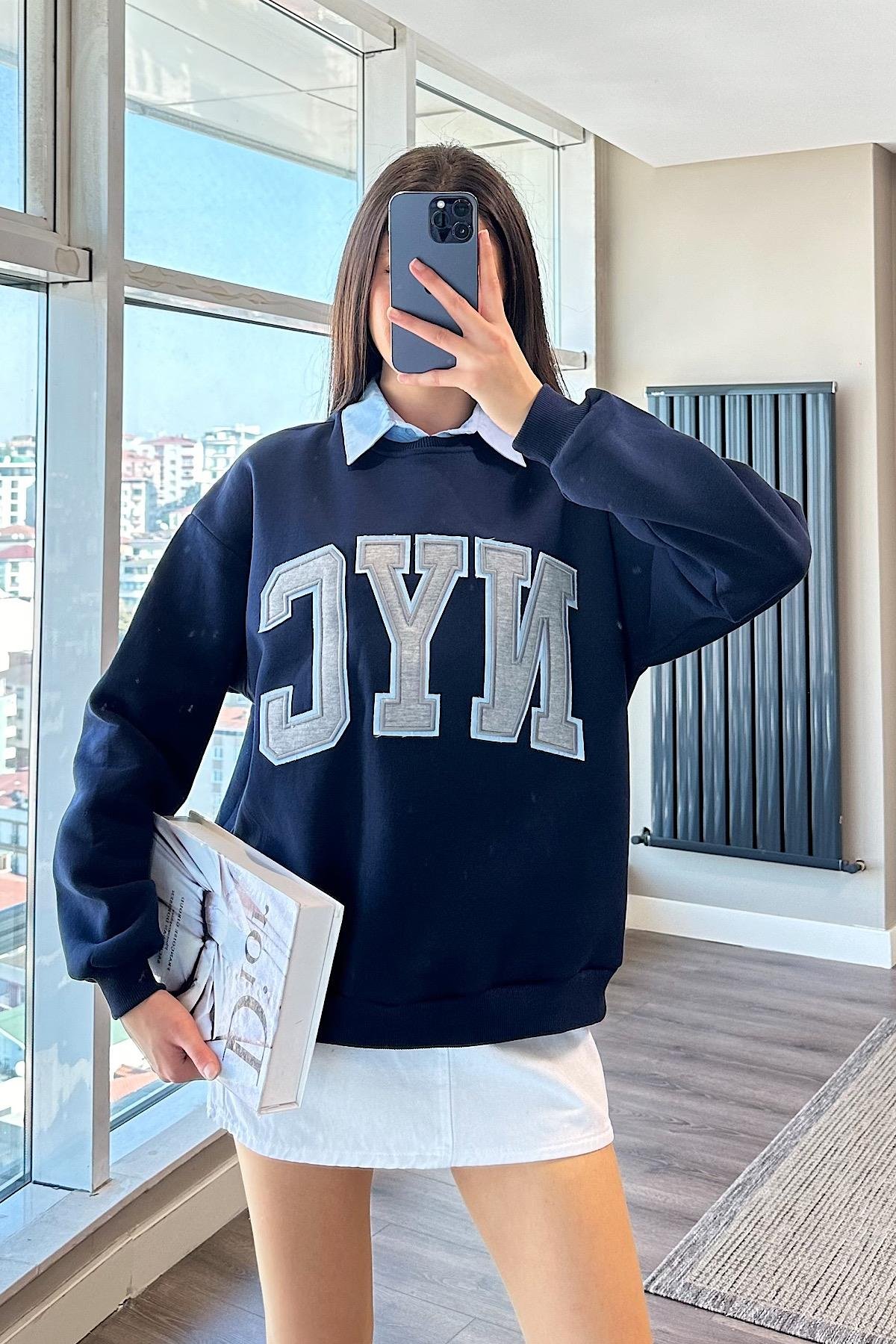 RAYN GÖMLEK YAKA SWEAT-lacivert