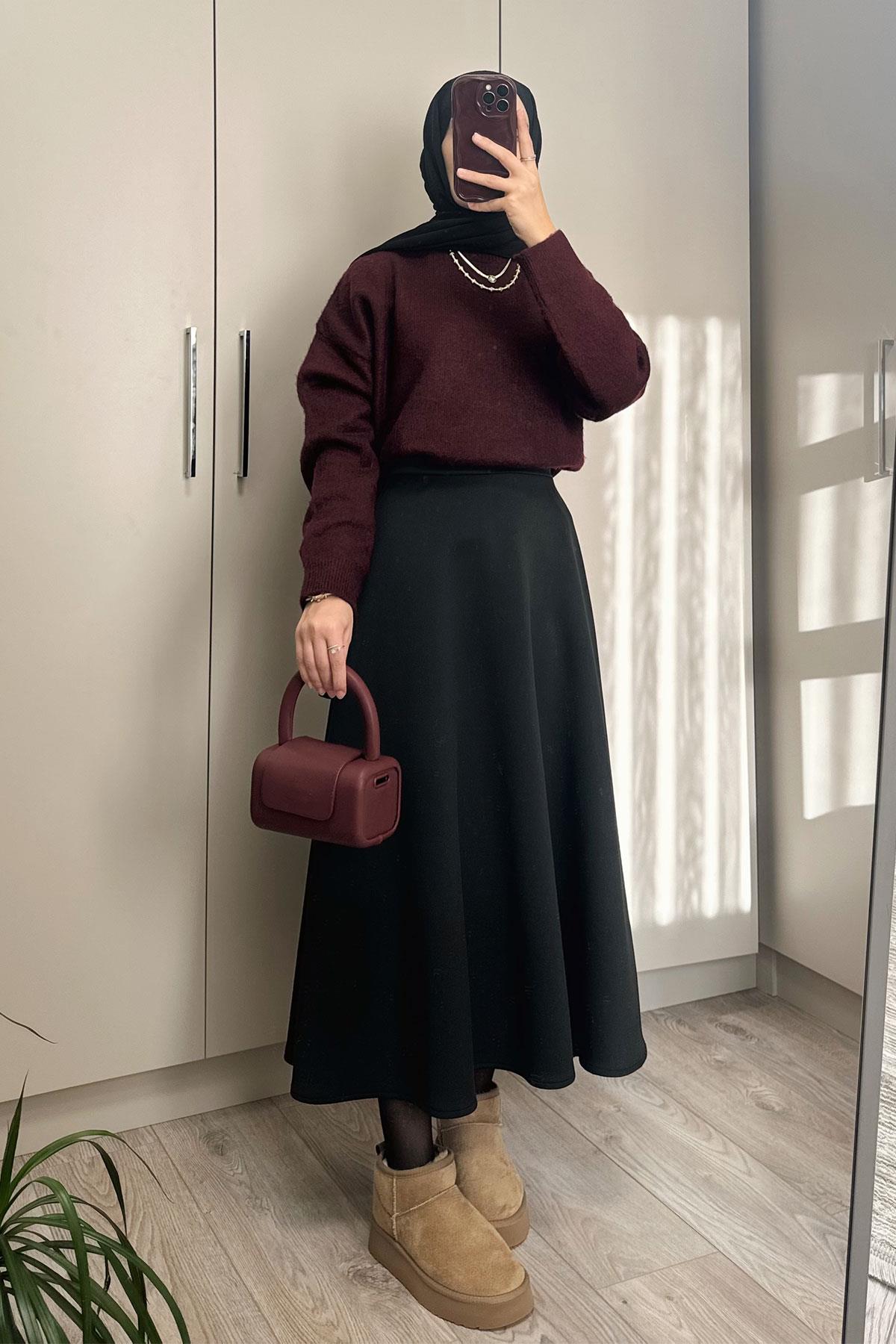 BİSİKLET YAKA MARKA MODEL TÜYLÜ KAZAK BORDO