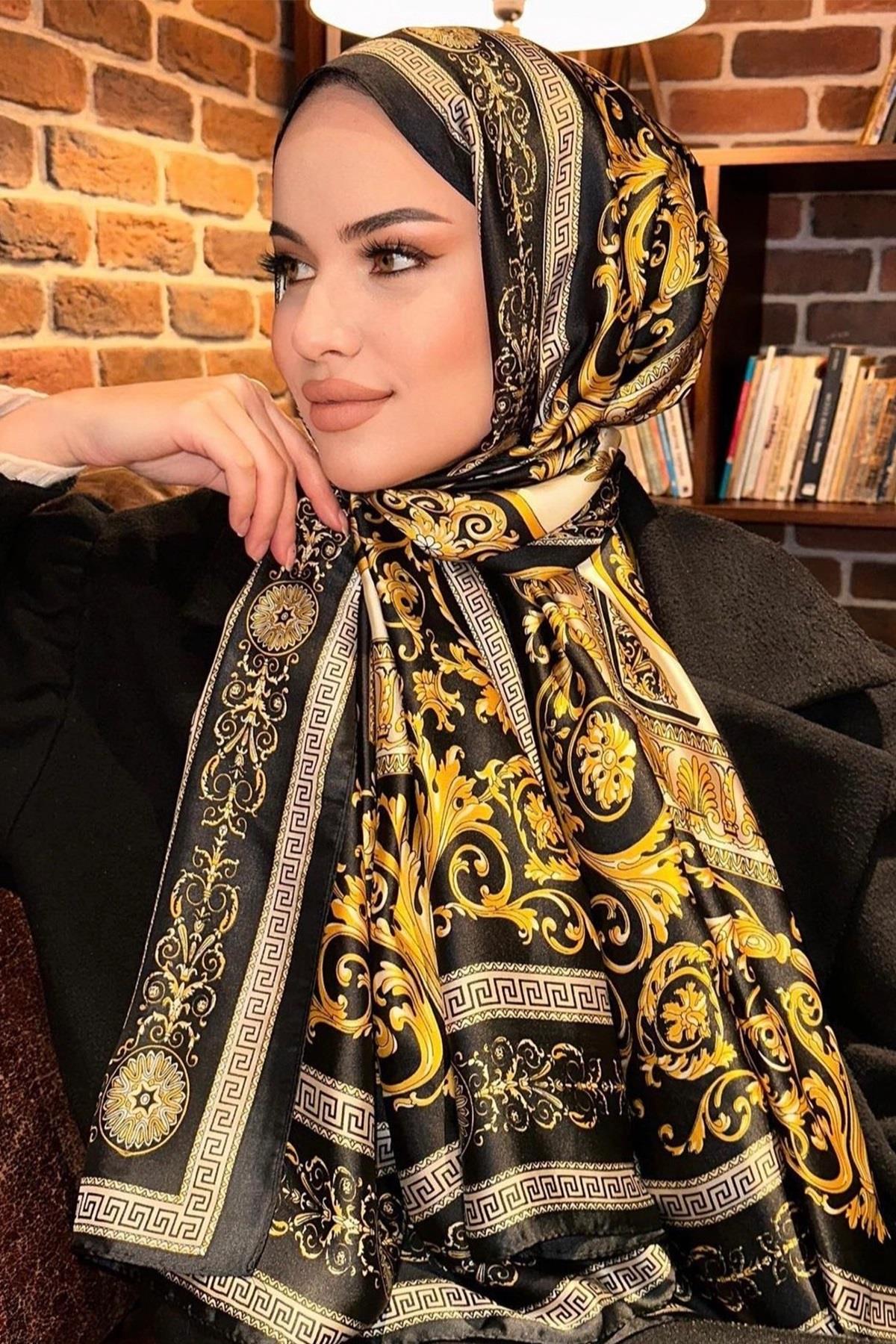 VERSACE İTHAL DESEN ŞAL SİYAH