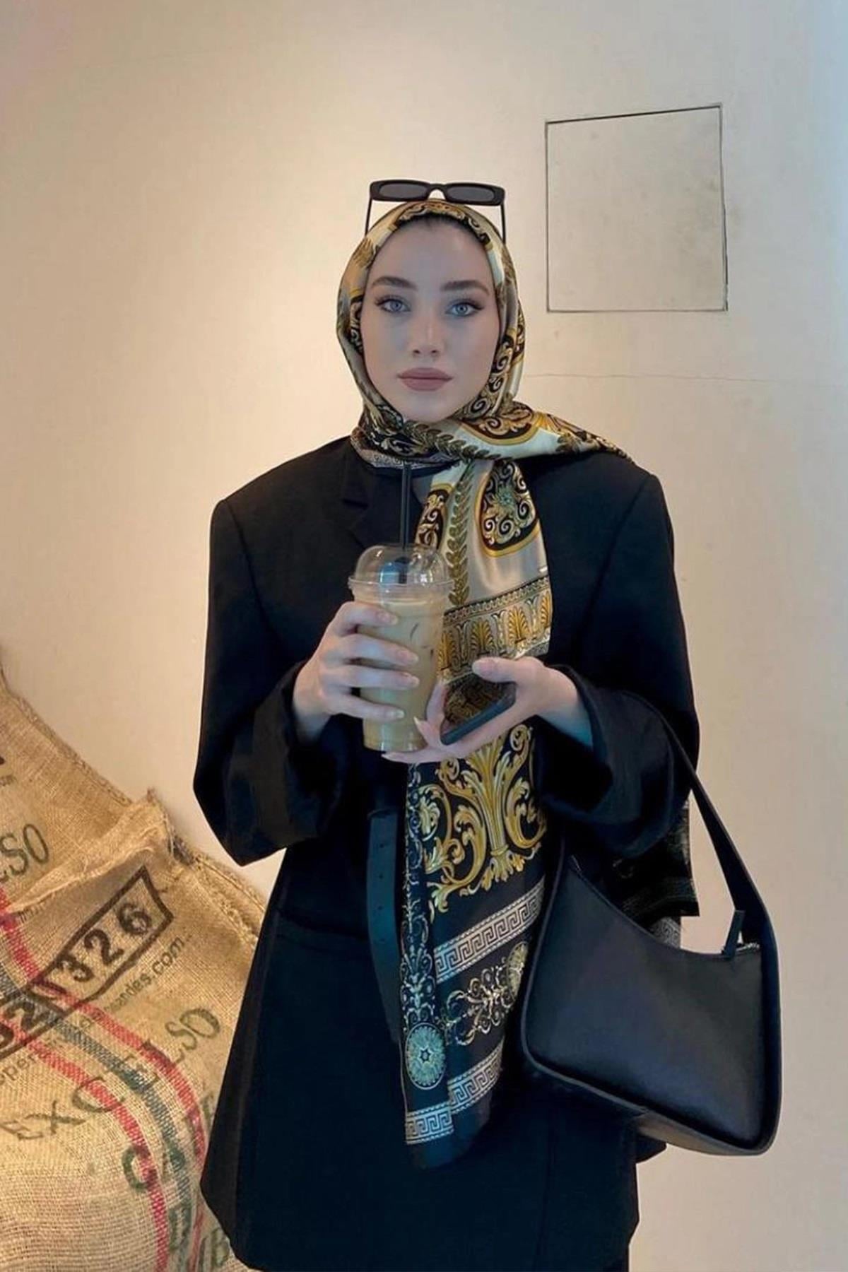 VERSACE İTHAL DESEN ŞAL SİYAH