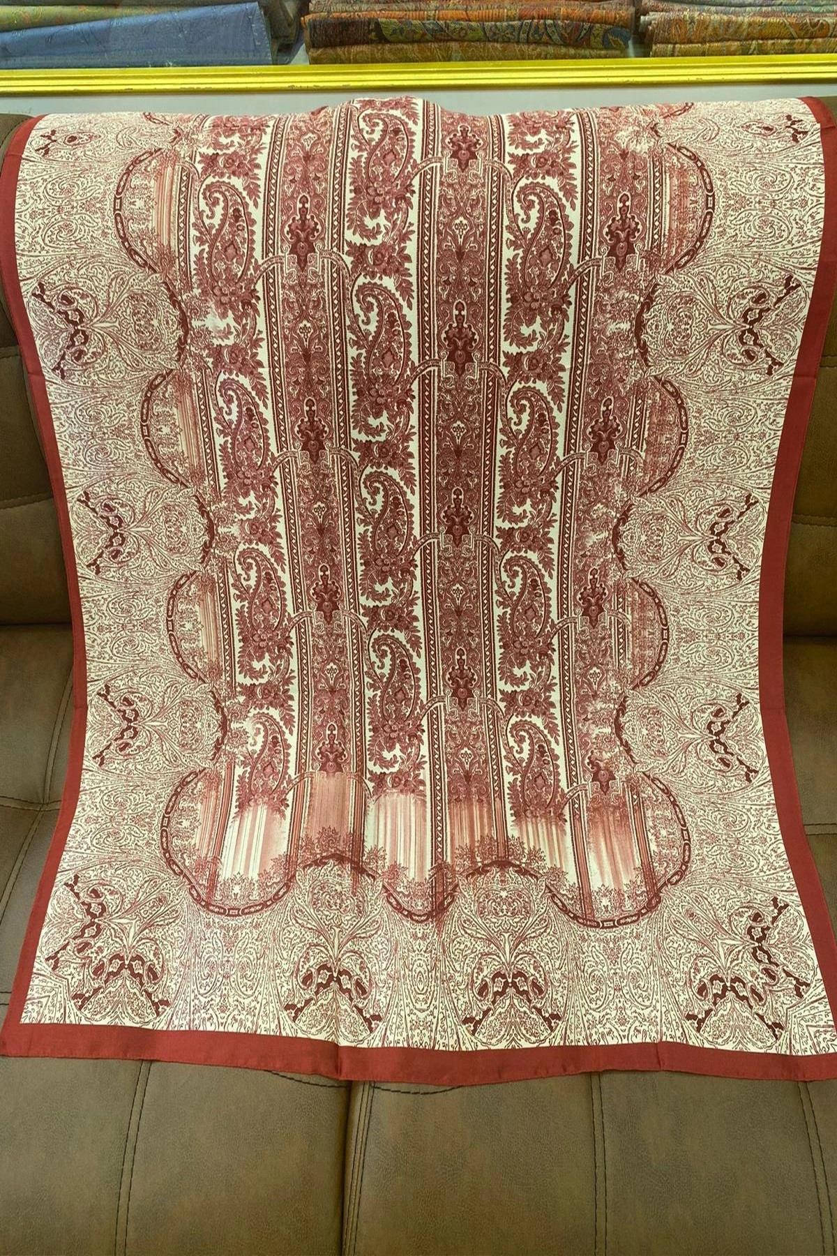 VUAL İPEK ETRO DESEN ŞAL BORDO