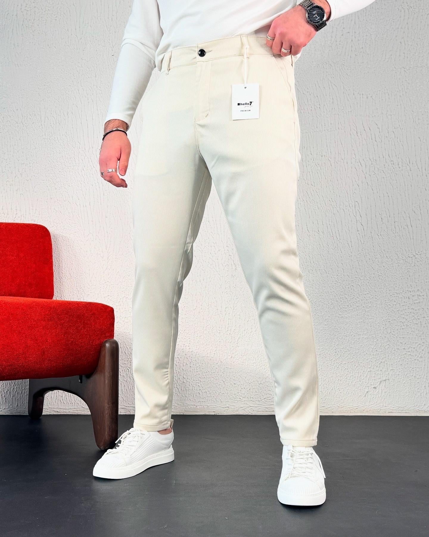 Fitilli Kumaş Pantolon Bej