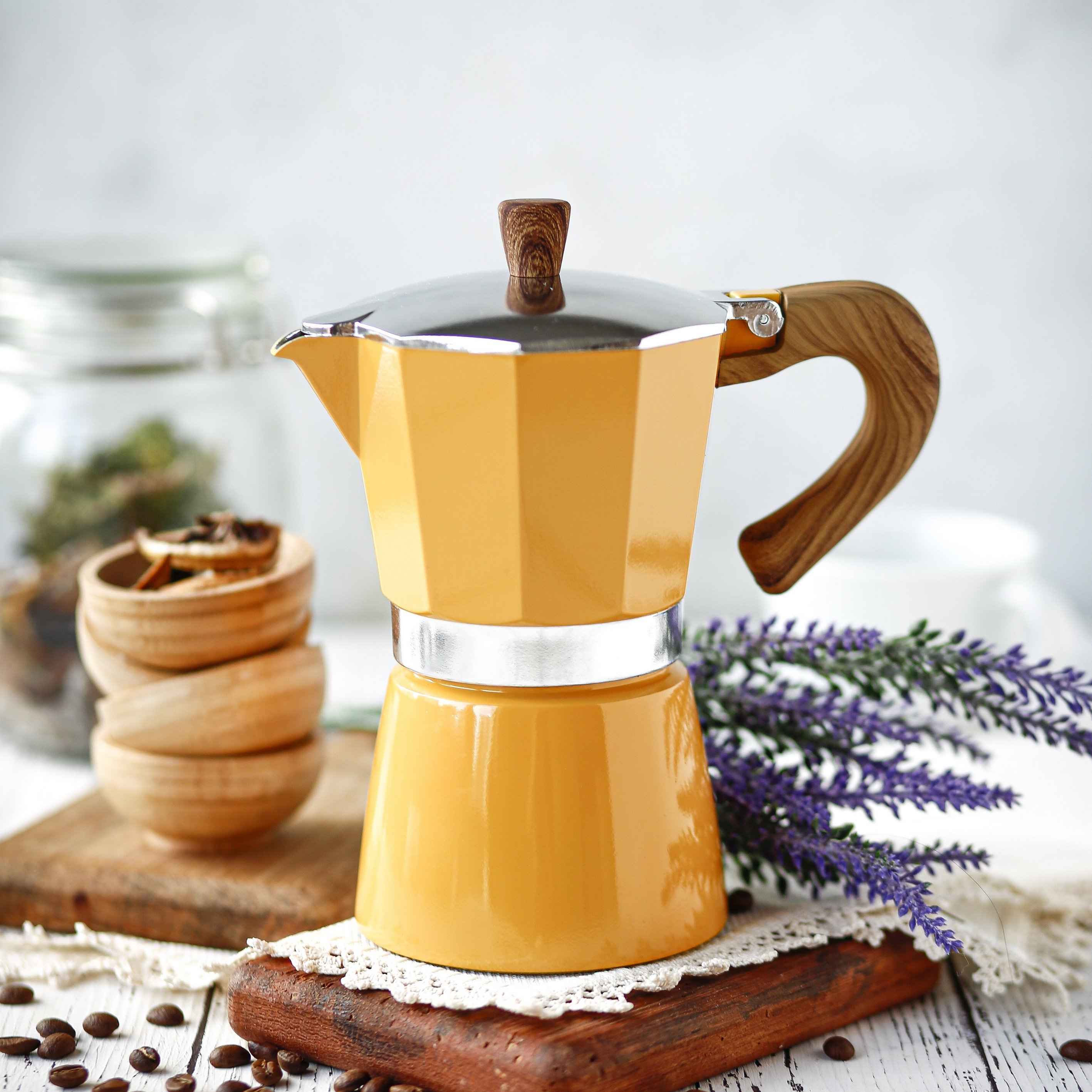 Black Goat 6 Cup Moka Pot Sarı