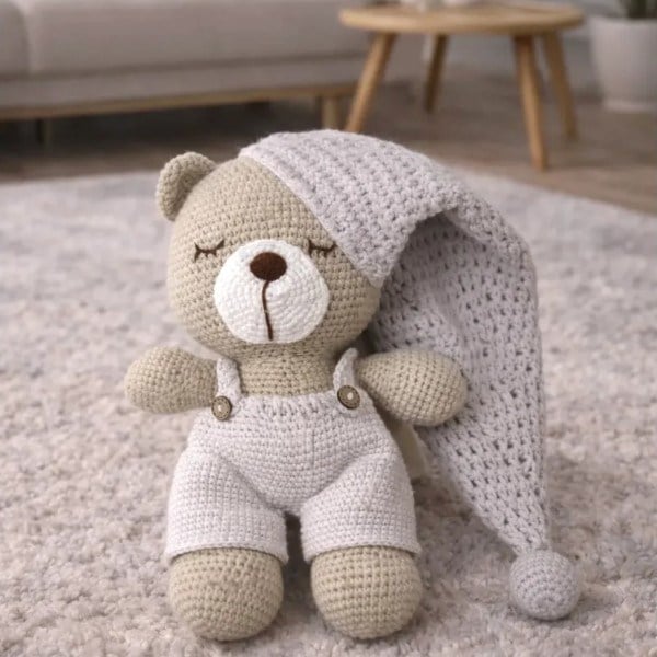 24cm amigurumi uyku arkadası ayıcık el örgüsü oyuncak