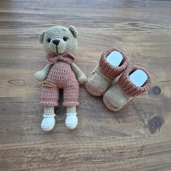 Amigurumi ayıcık ve patik 2 Li set