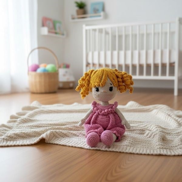 Amigurumi pembe tulumlu kız 