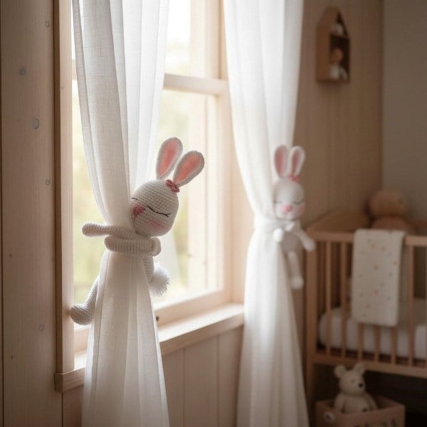 Amigurumi tavşan perde tutacağı