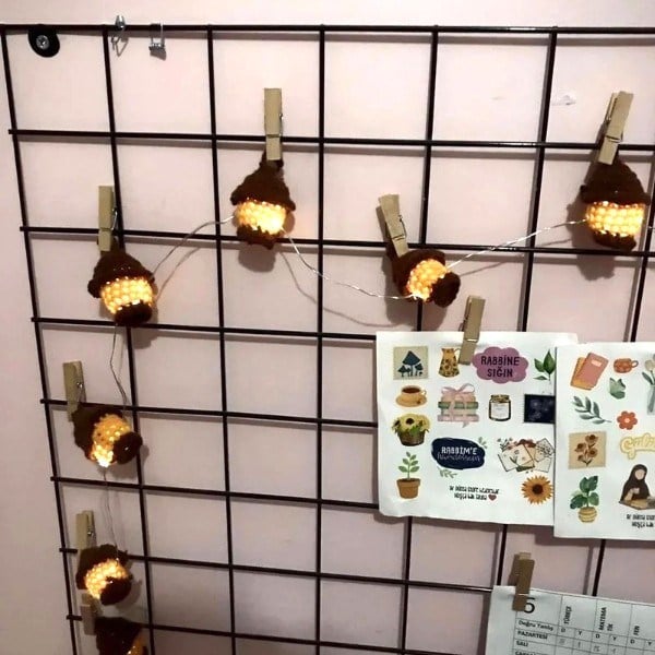 dekoratif örgü ramazan feneri led ışılklı 1.5 metre