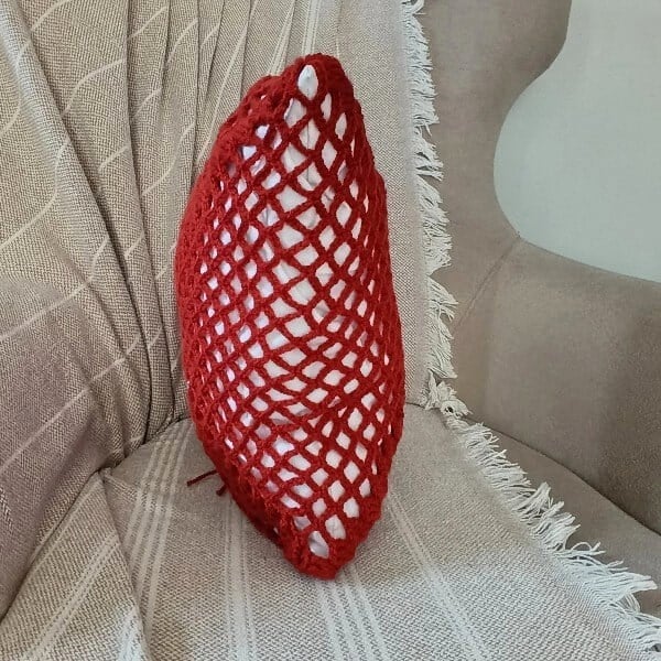 Kiremit Rengi Örgü Dekoratif Kırlent Kılıfı