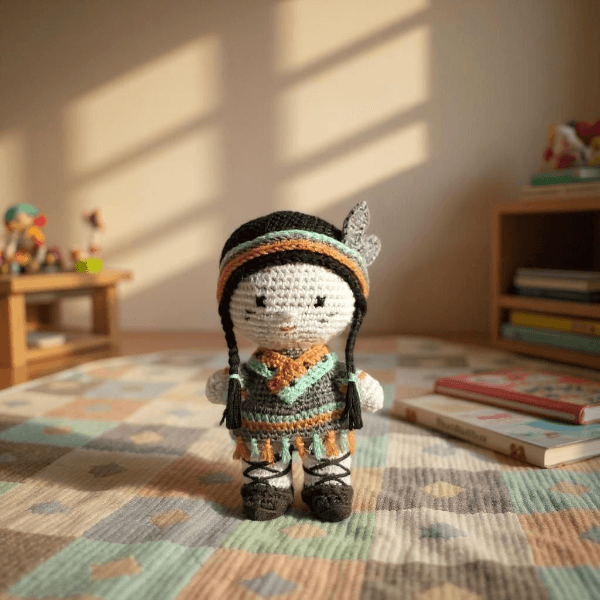 Kızılderili Örgü Bebek 20 Cm 