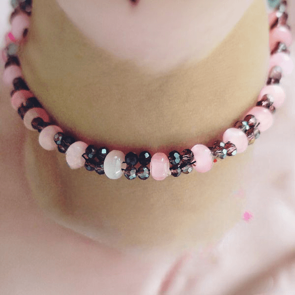 Kristal Pembe Boncuk Halhal